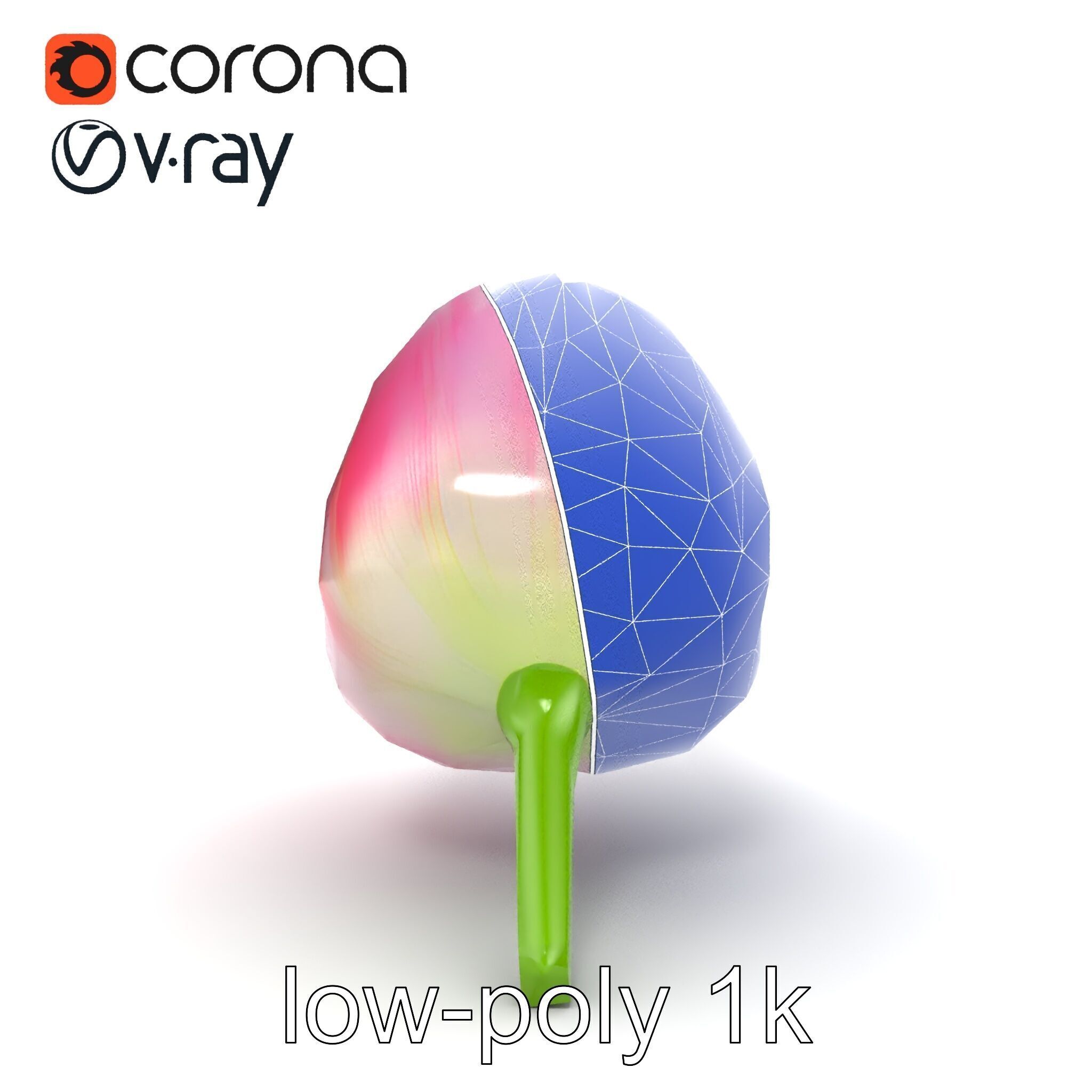 Pink Tulip Flower Realistic Model Pack Low-poly 3D model_30