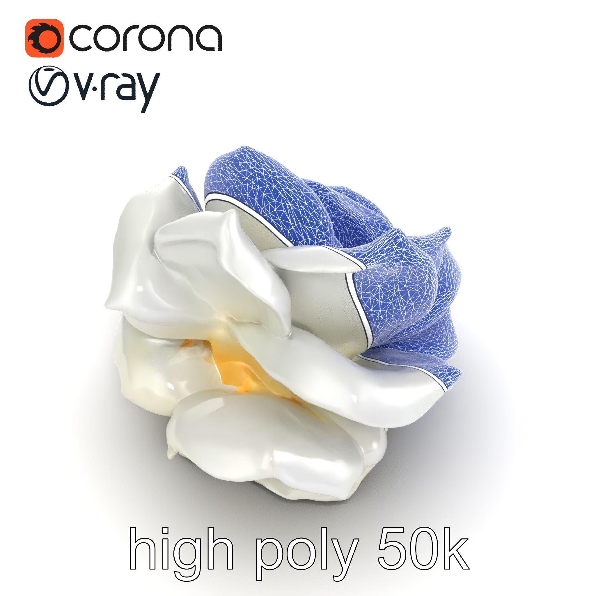 Rosa Alba White Rose Floral Model Pack Low-poly 3D model_30