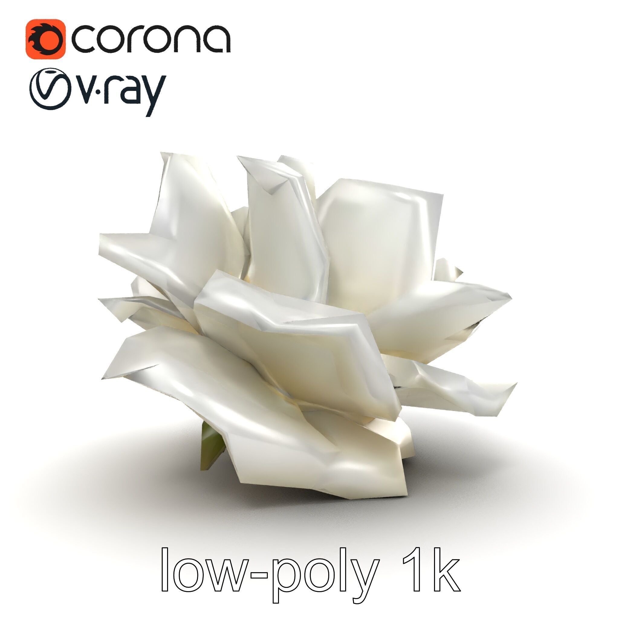 Rosa Alba White Rose Floral Model Pack Low-poly 3D model_21