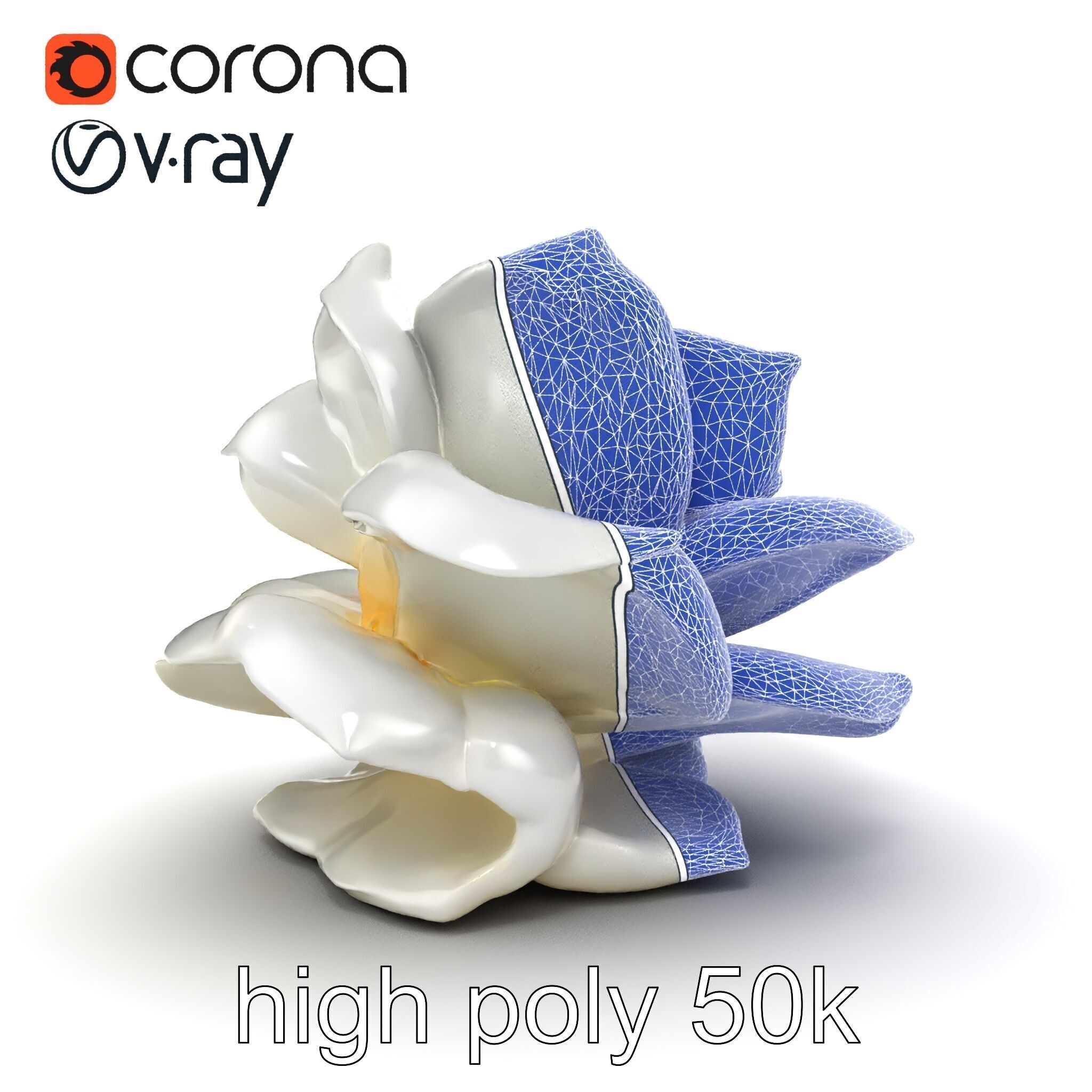 Rosa Alba White Rose Floral Model Pack Low-poly 3D model_25