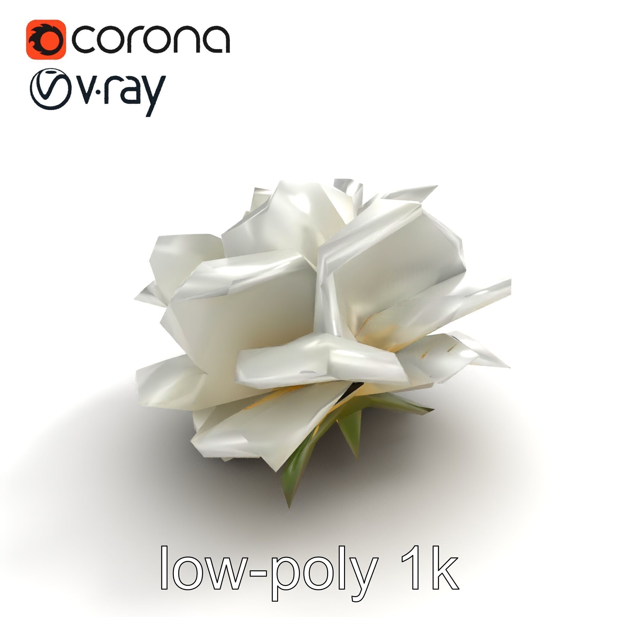 Rosa Alba White Rose Floral Model Pack Low-poly 3D model_8