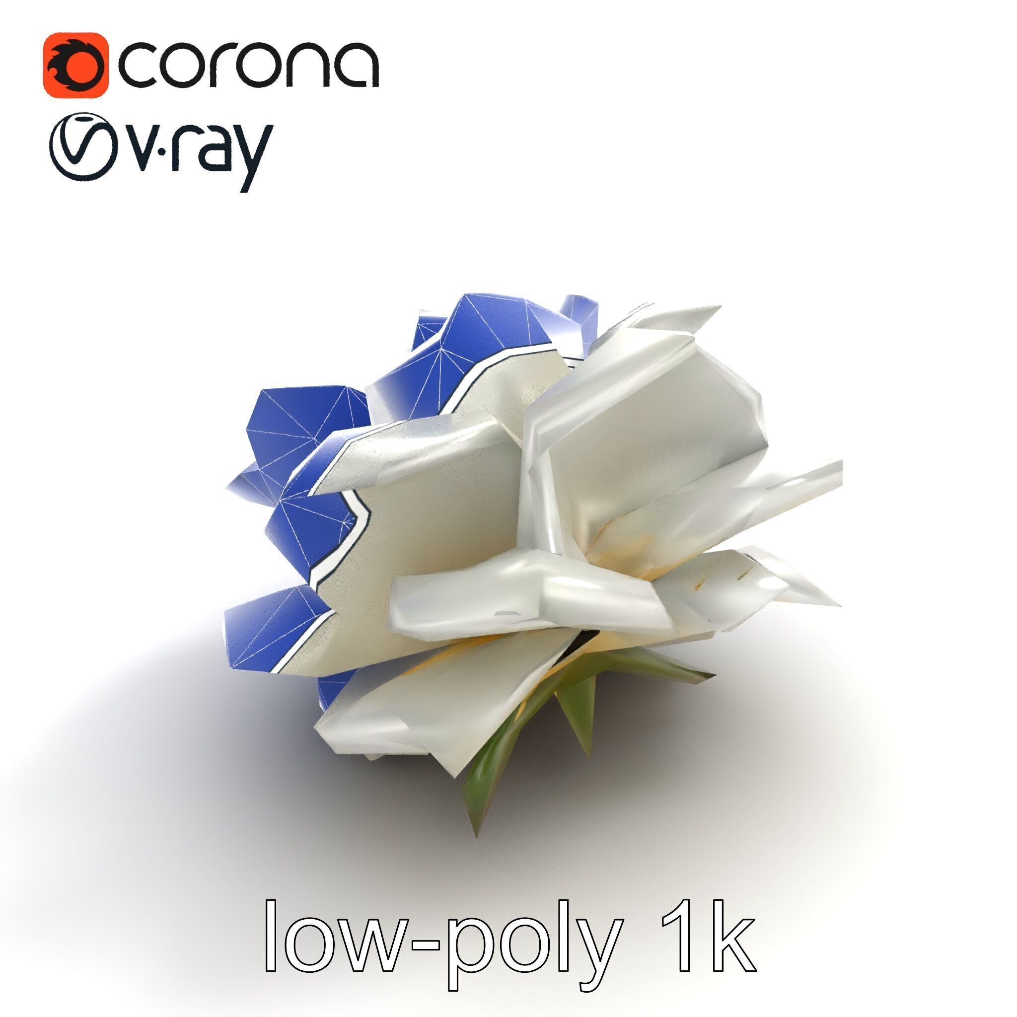 Rosa Alba White Rose Floral Model Pack Low-poly 3D model_10