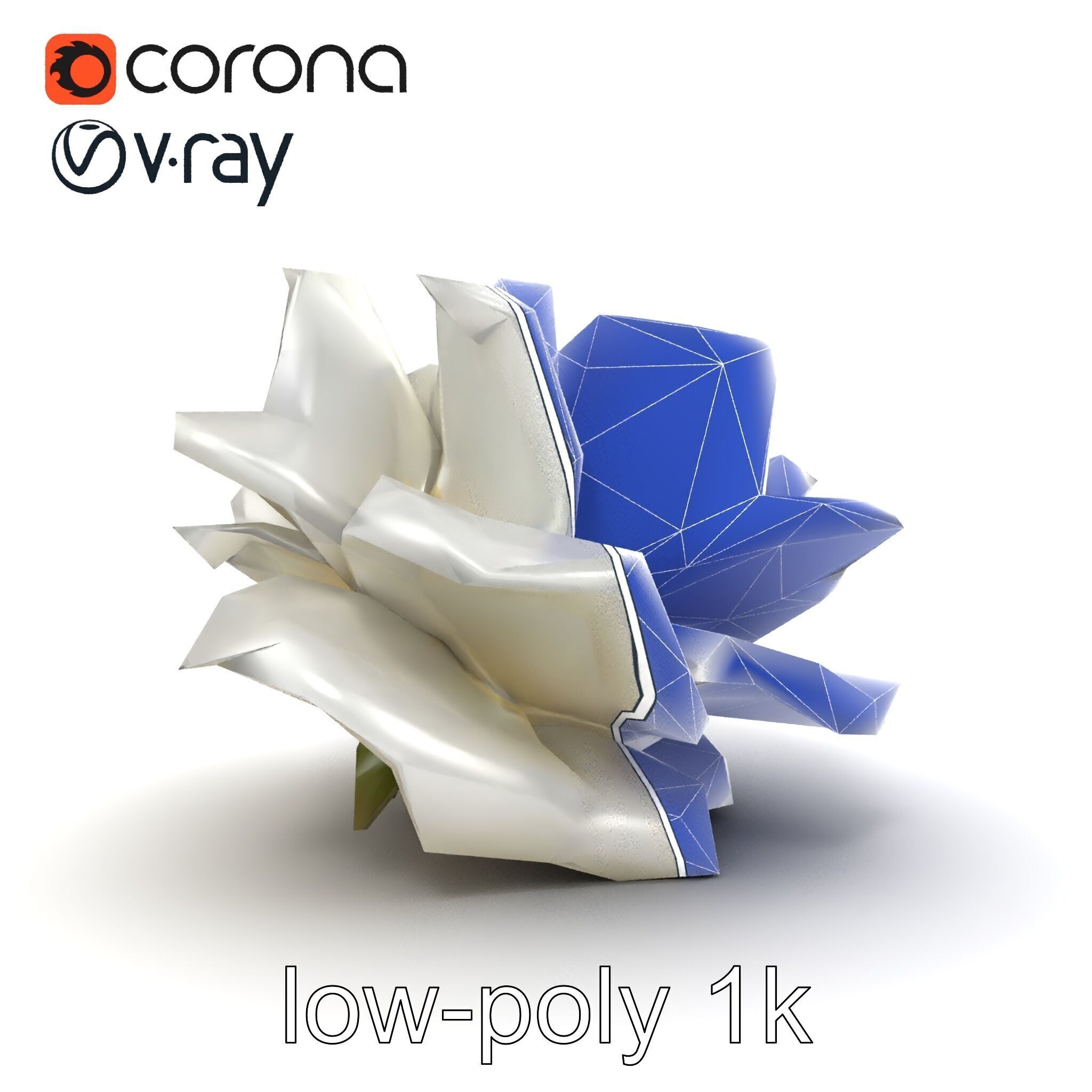 Rosa Alba White Rose Floral Model Pack Low-poly 3D model_15