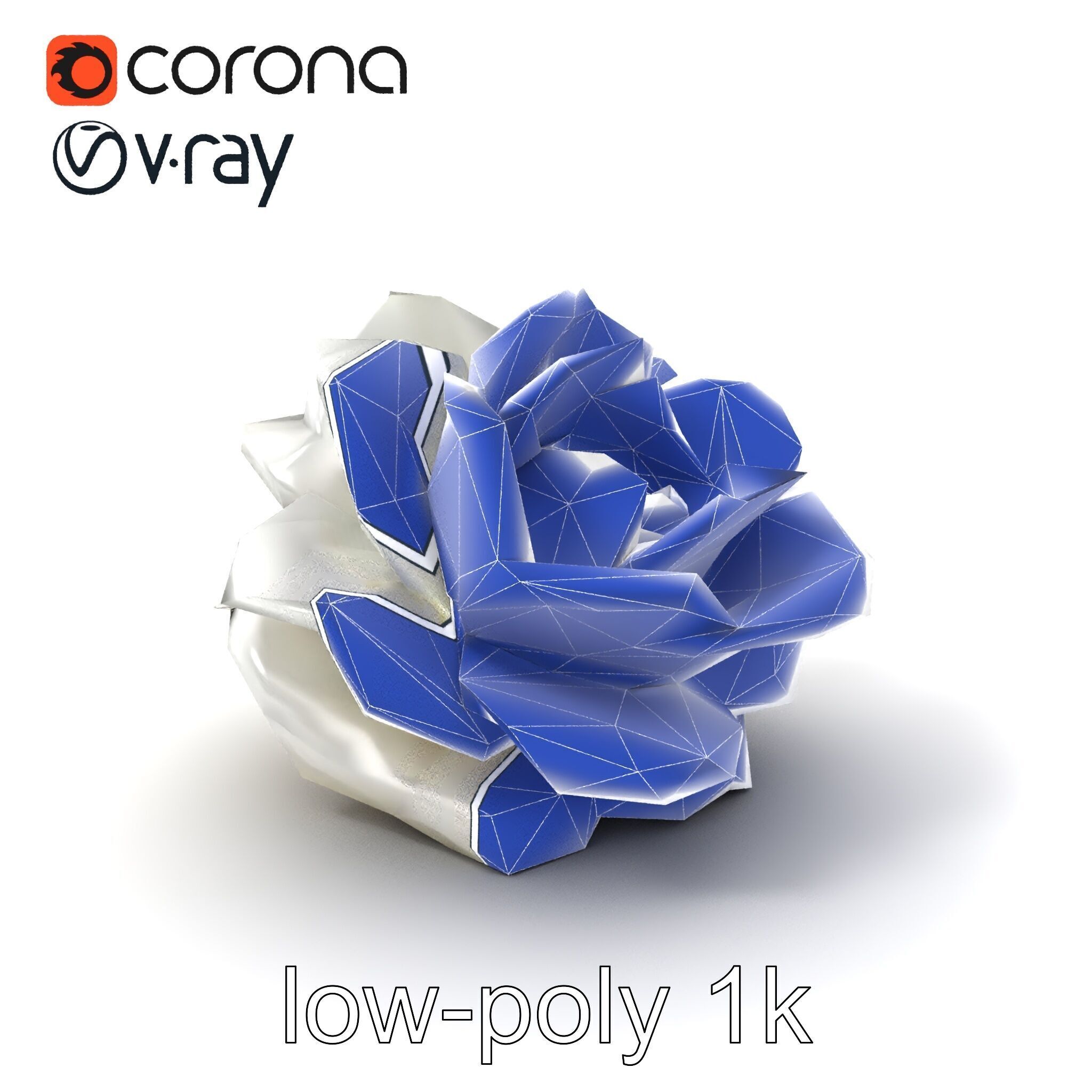Rosa Alba White Rose Floral Model Pack Low-poly 3D model_6