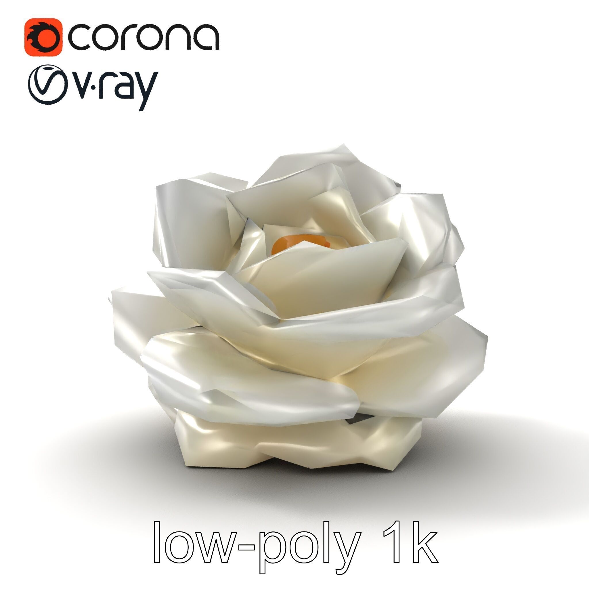 Rosa Alba White Rose Floral Model Pack Low-poly 3D model_17