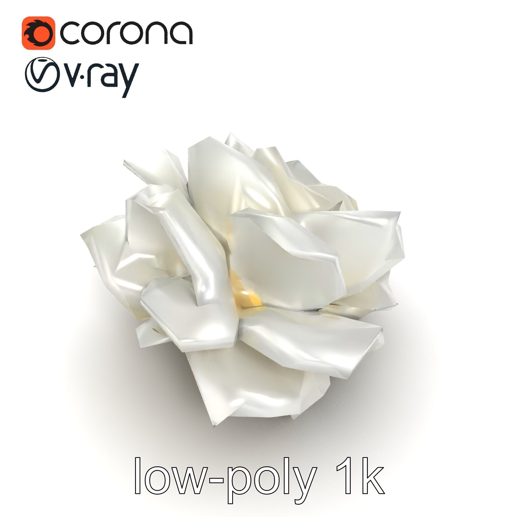 Rosa Alba White Rose Floral Model Pack Low-poly 3D model_19