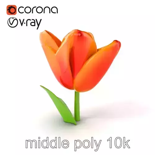 Orange Tulip Flower Detailed Model Pack Low-poly 3D model