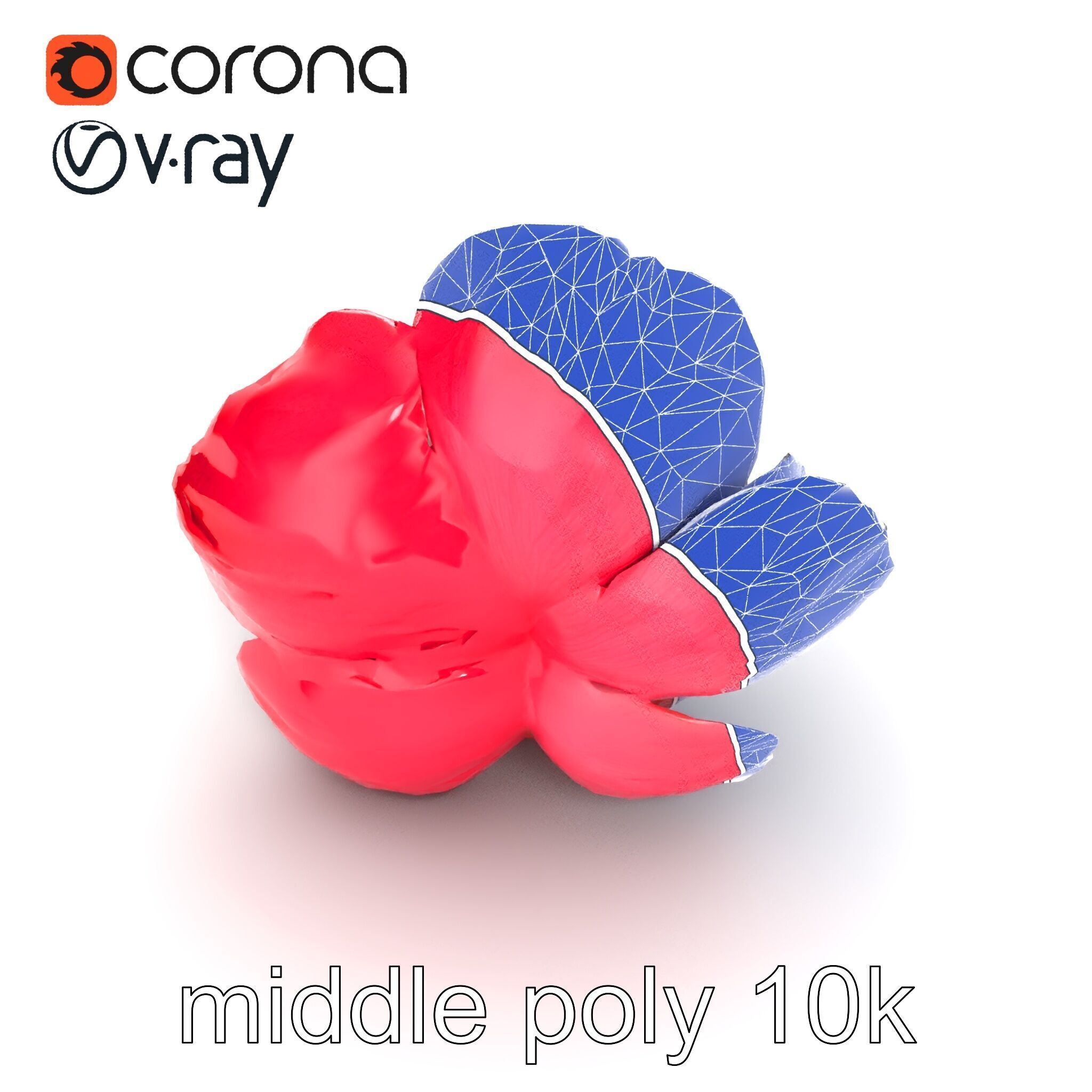 Red Peony Flower 3D Model Pack with Vivid Textures Low-poly 3D model_14