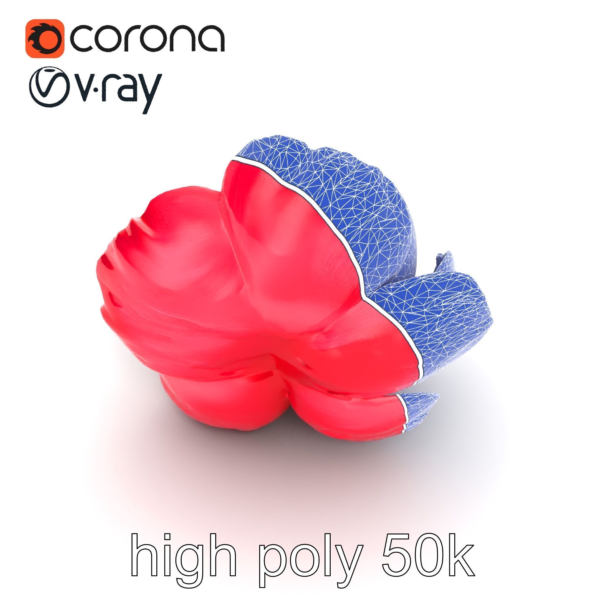 Red Peony Flower 3D Model Pack with Vivid Textures Low-poly 3D model_23