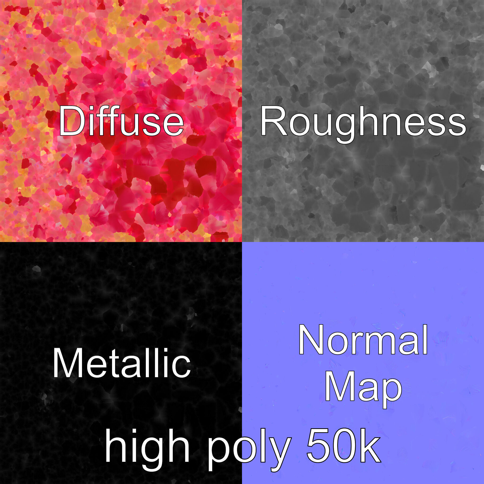 Red Peony Flower 3D Model Pack with Vivid Textures Low-poly 3D model_3