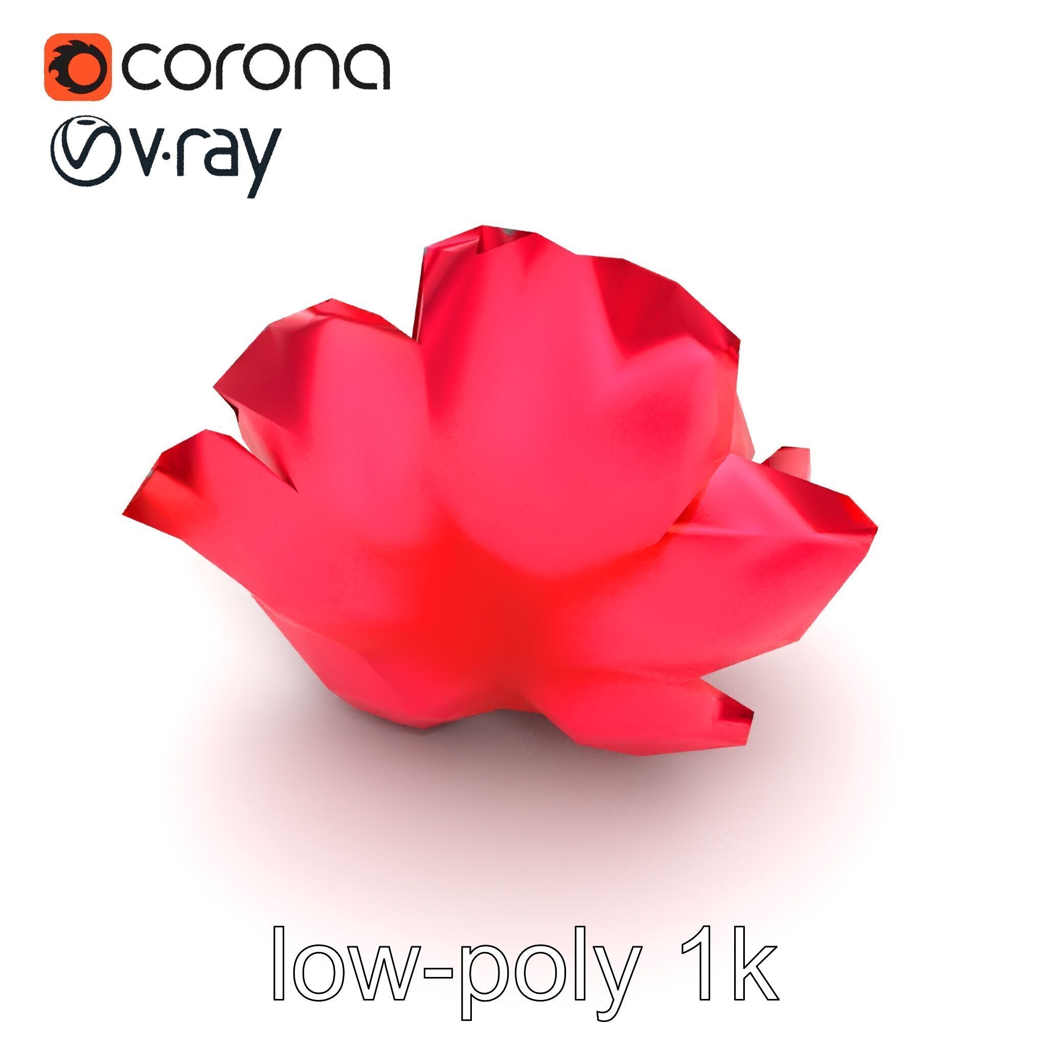 Red Peony Flower 3D Model Pack with Vivid Textures Low-poly 3D model_12