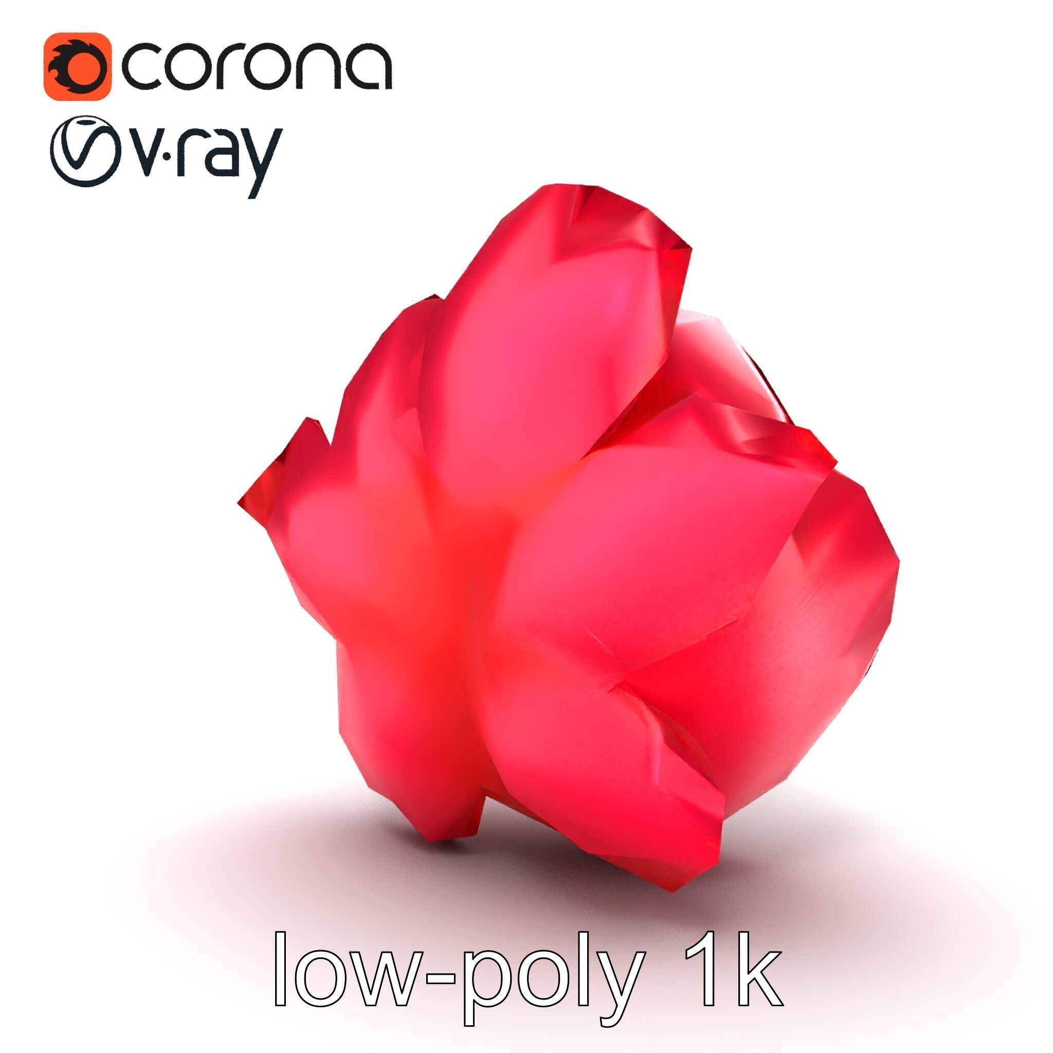 Red Peony Flower 3D Model Pack with Vivid Textures Low-poly 3D model_31