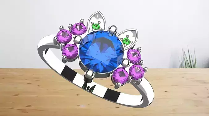 cate round stone sapphire ring lover  3D print model