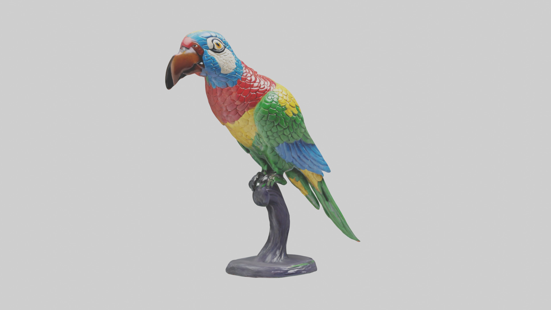 Parrot statue model Low-poly 3D model_7