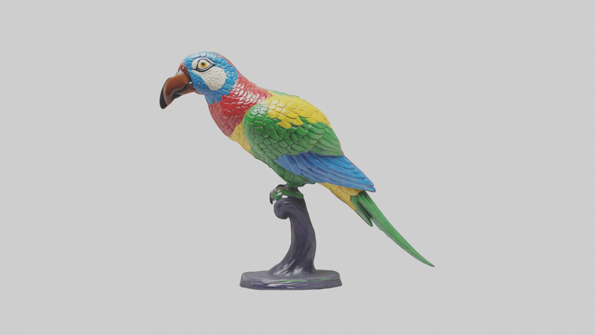 Parrot statue model Low-poly 3D model_9