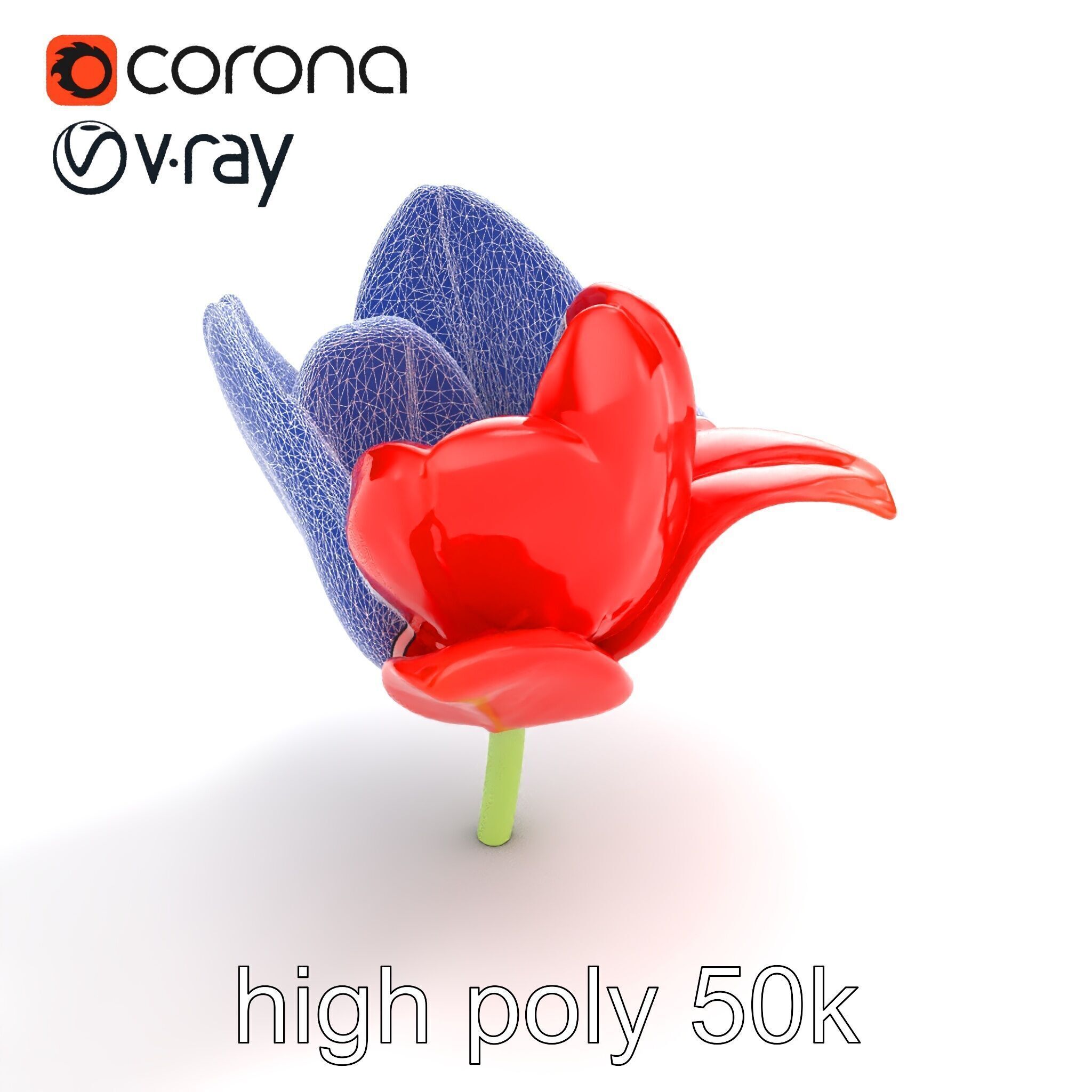 Red Tulip Realistic Flower Model Pack Low-poly 3D model_25