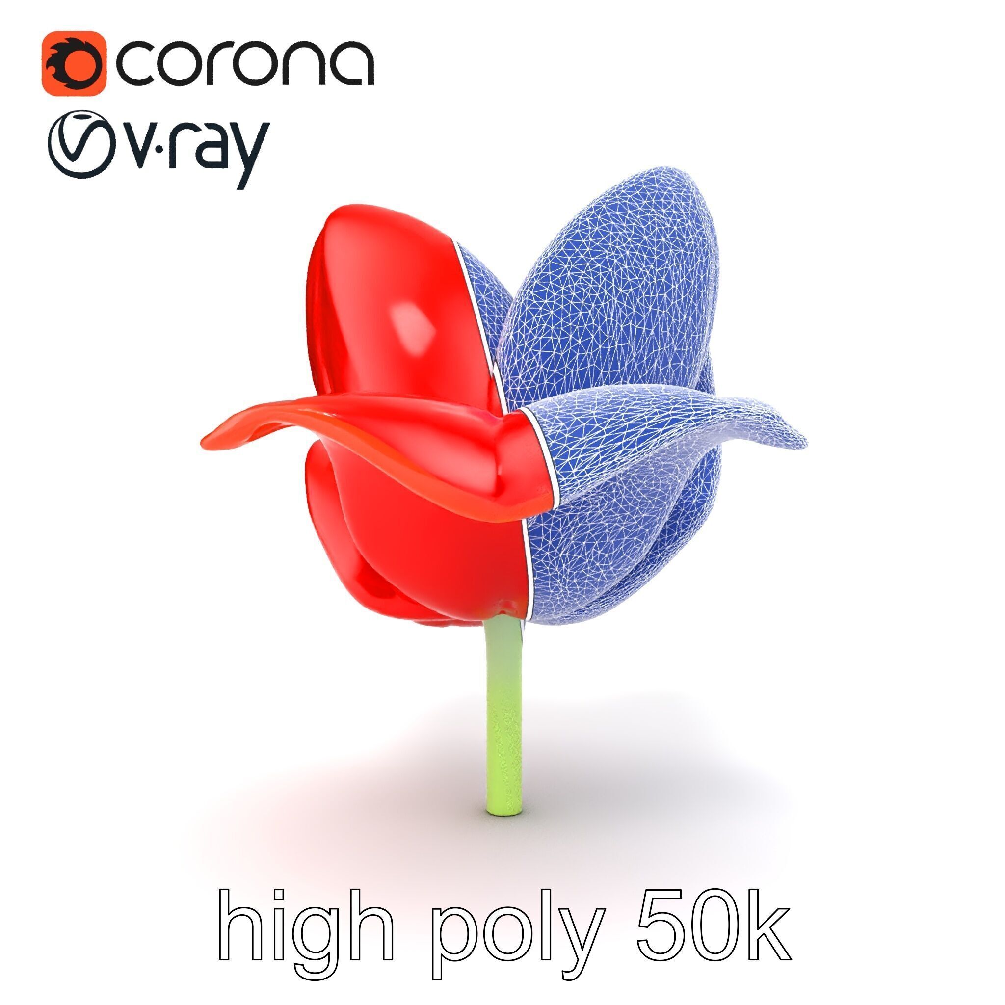 Red Tulip Realistic Flower Model Pack Low-poly 3D model_21