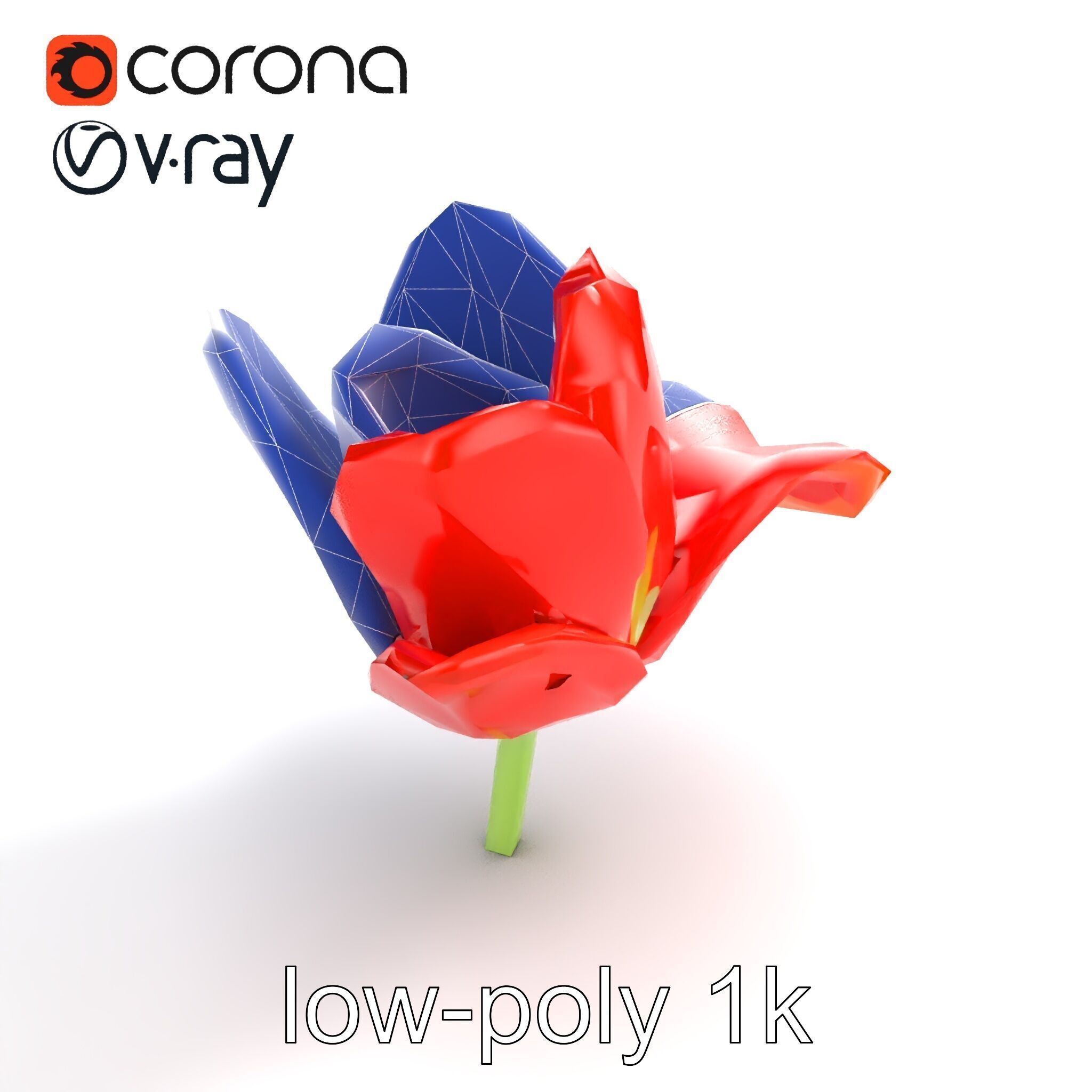 Red Tulip Realistic Flower Model Pack Low-poly 3D model_23