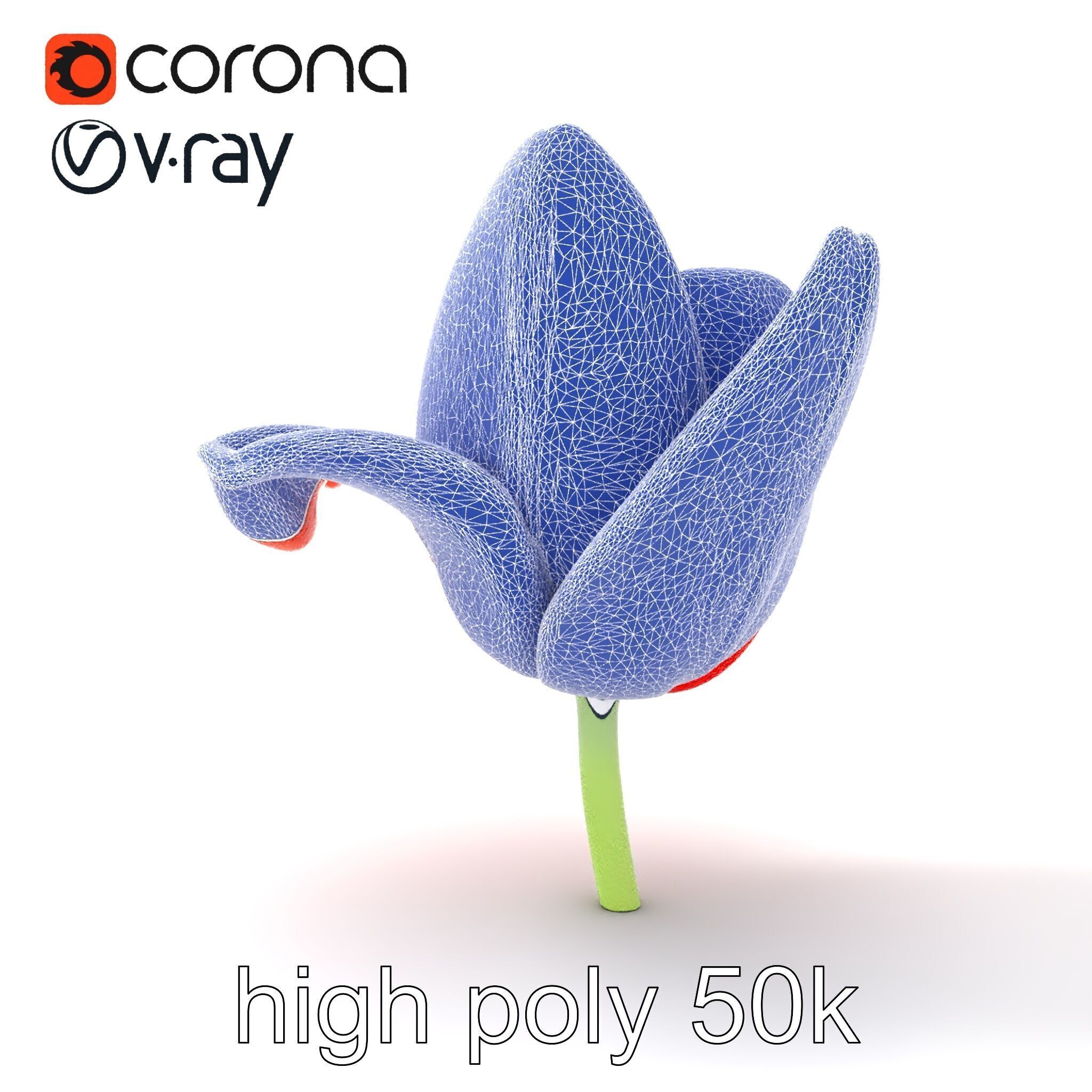 Red Tulip Realistic Flower Model Pack Low-poly 3D model_30