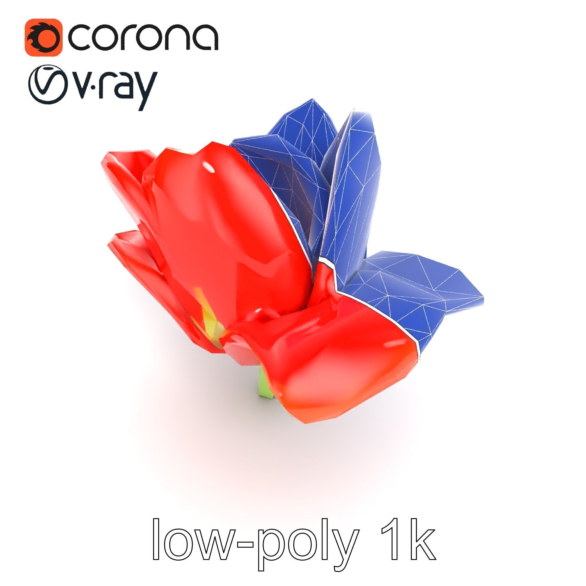 Red Tulip Realistic Flower Model Pack Low-poly 3D model_31