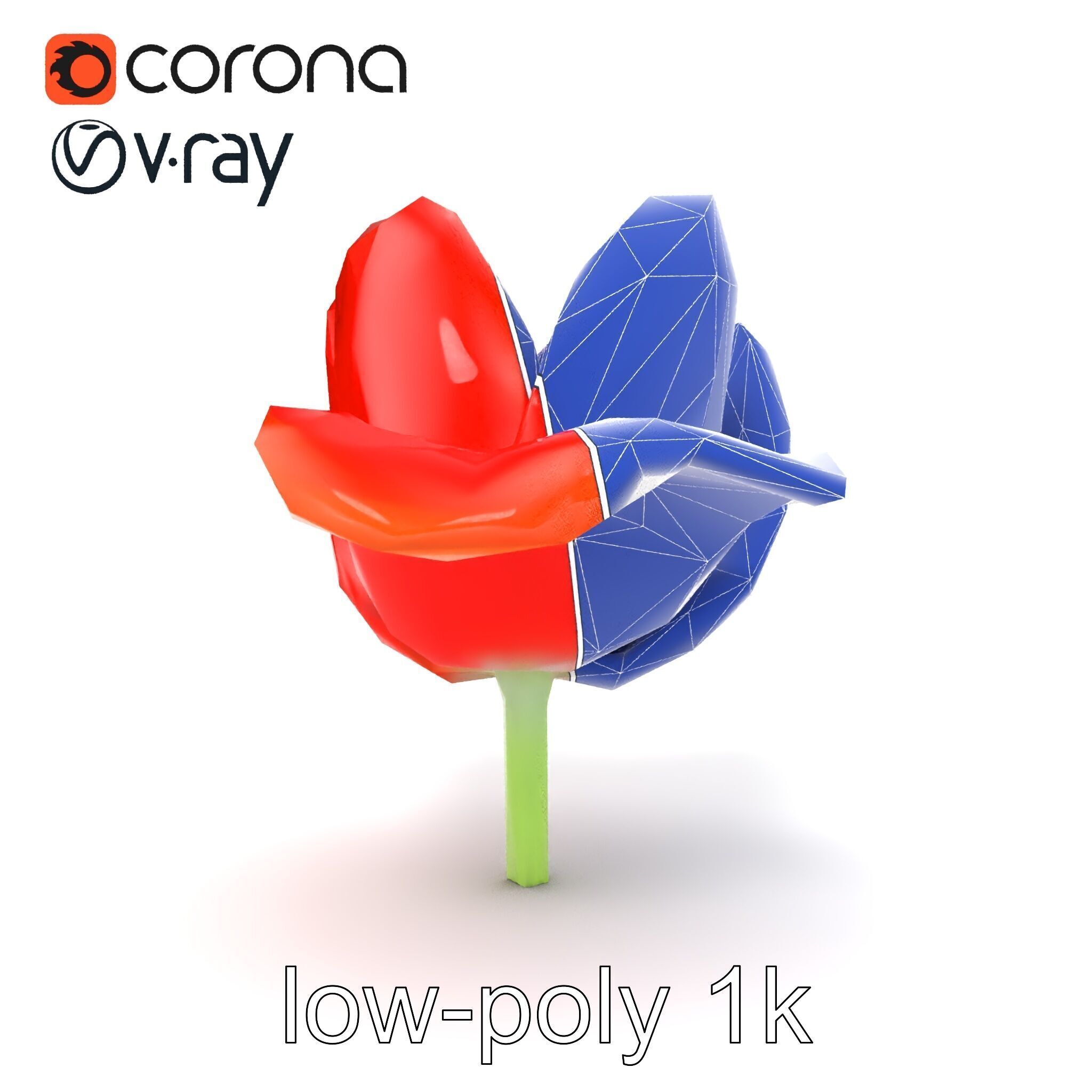 Red Tulip Realistic Flower Model Pack Low-poly 3D model_29