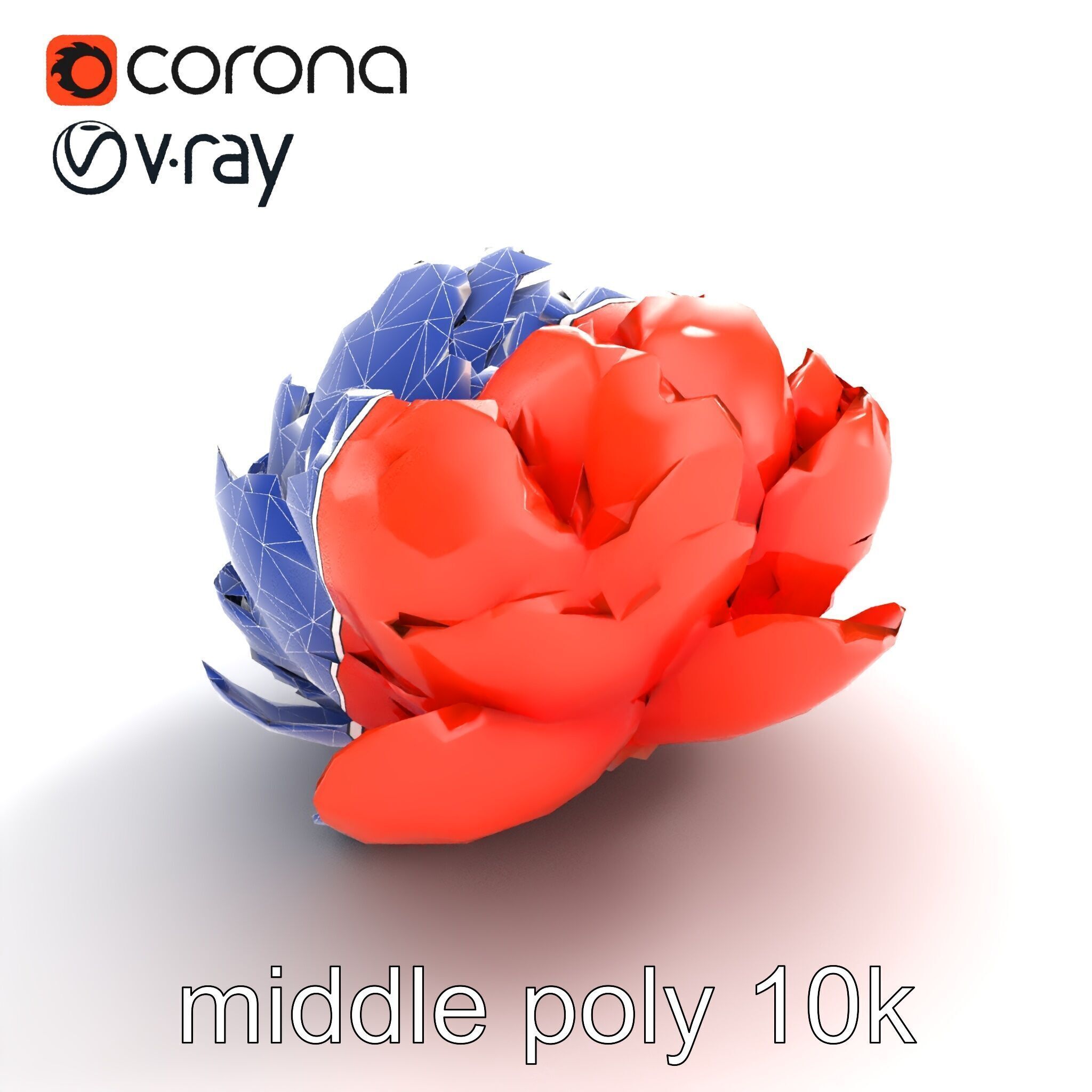 Coral Peony Soft Petals model pack Low-poly 3D model_10