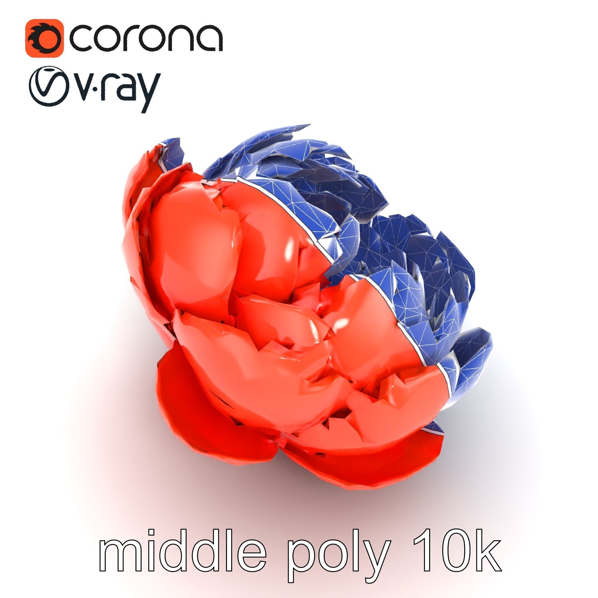 Coral Peony Soft Petals model pack Low-poly 3D model_12