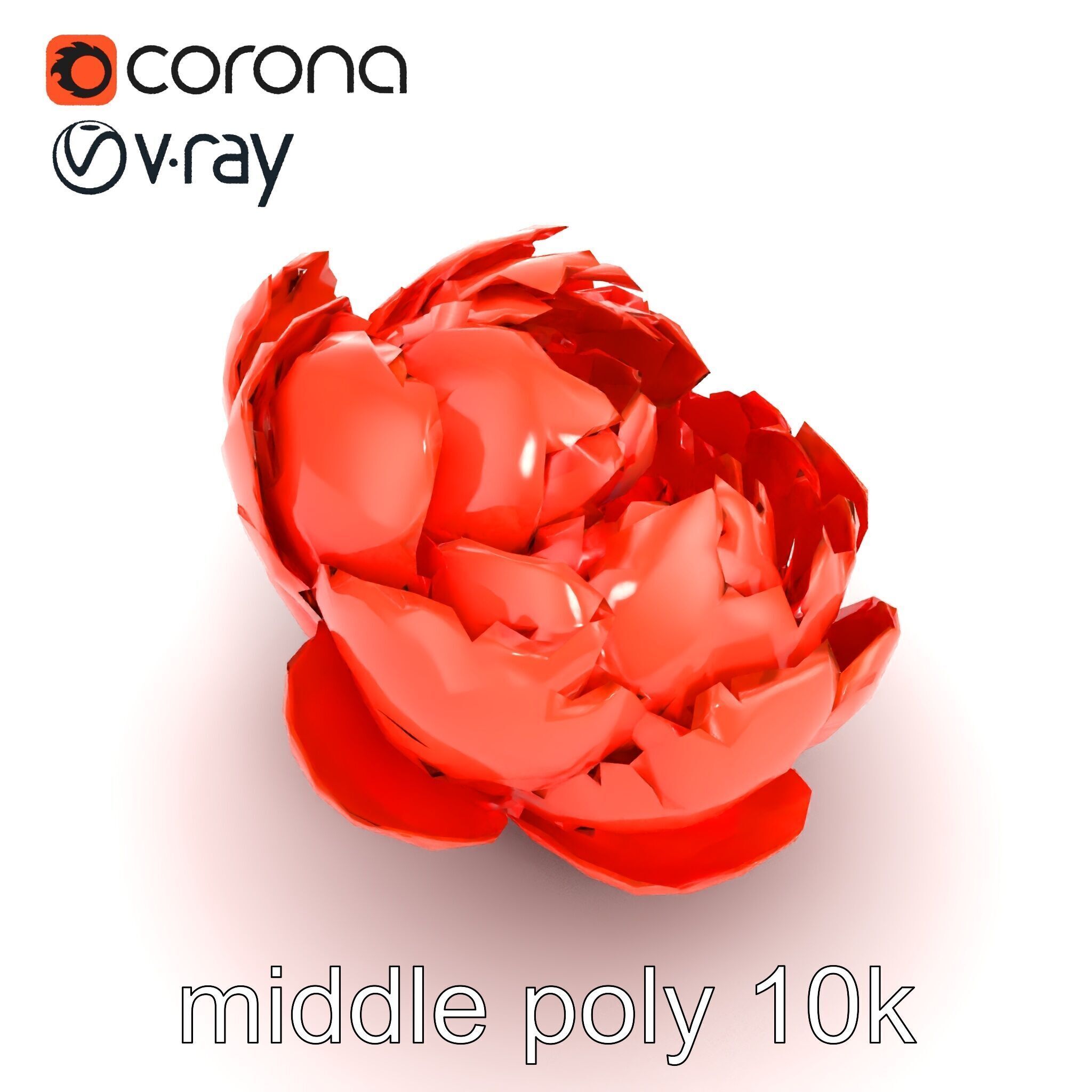 Coral Peony Soft Petals model pack Low-poly 3D model_27