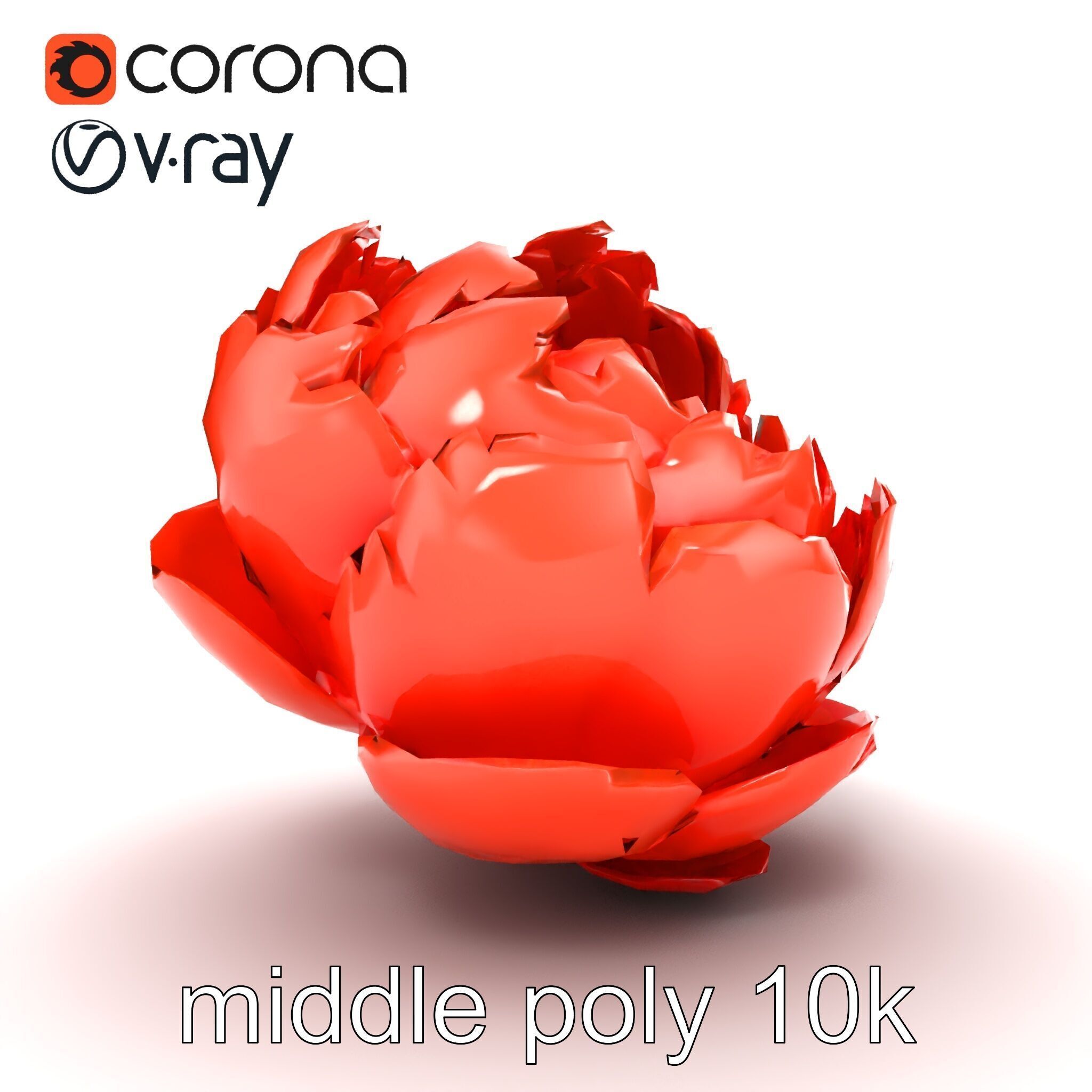 Coral Peony Soft Petals model pack Low-poly 3D model_16