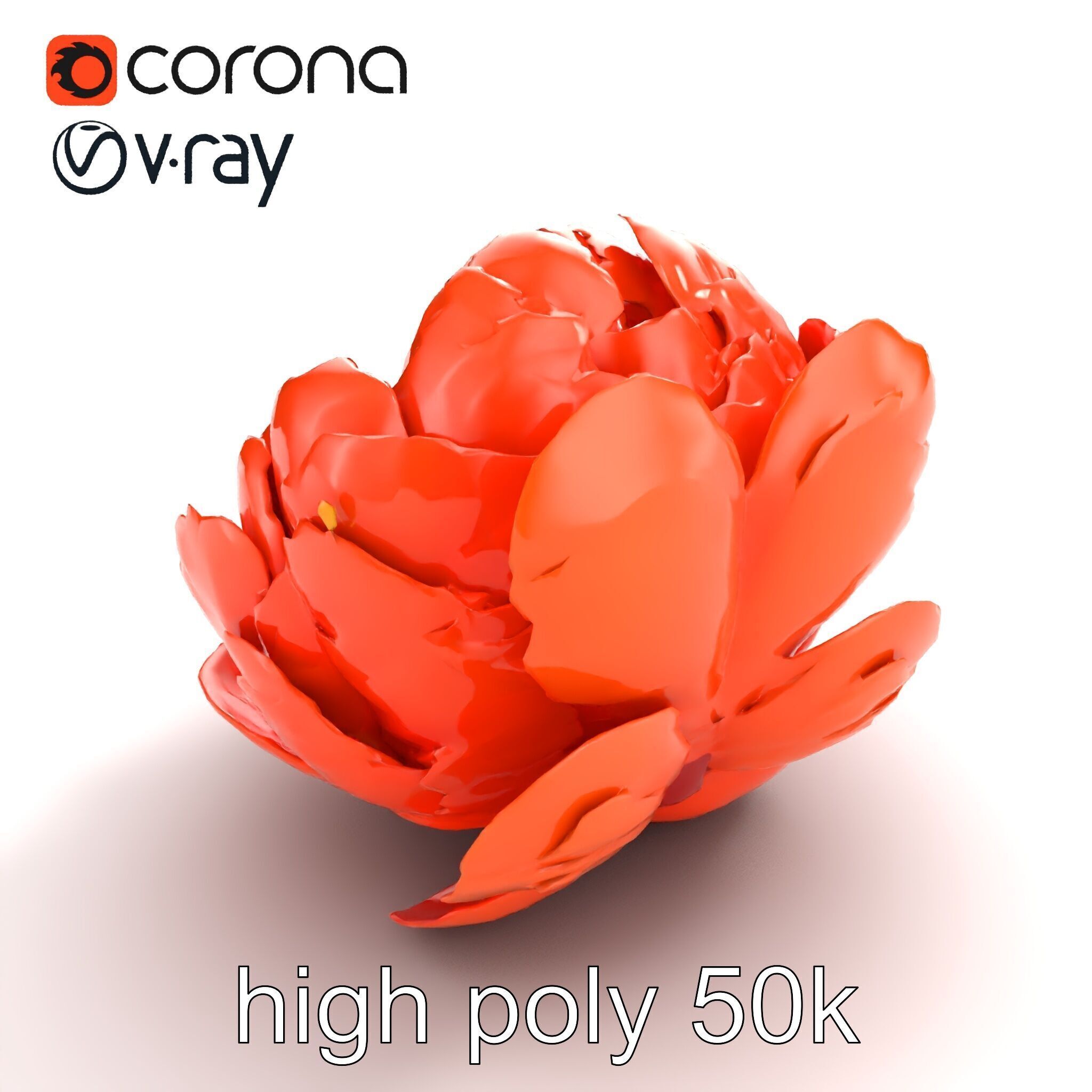 Coral Peony Soft Petals model pack Low-poly 3D model_9