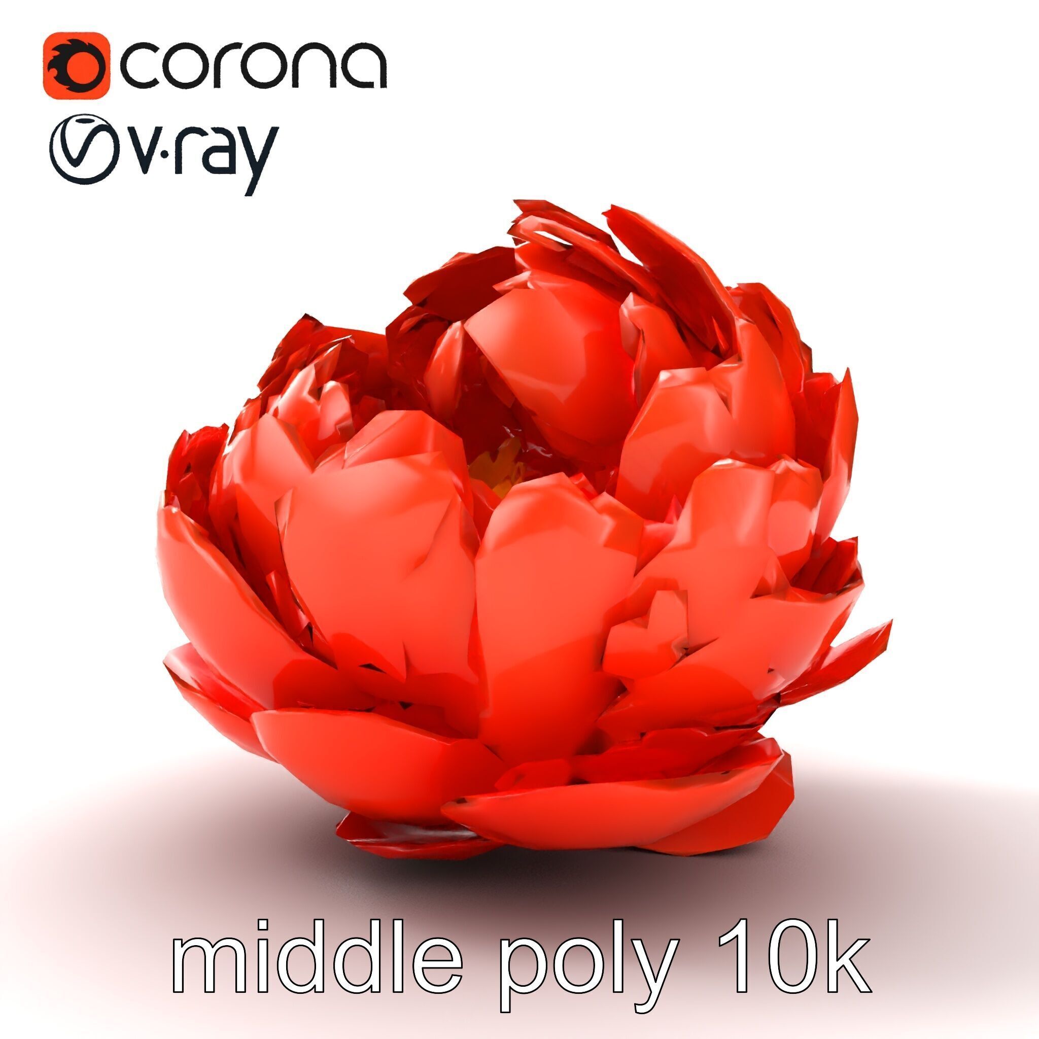 Coral Peony Soft Petals model pack Low-poly 3D model_18
