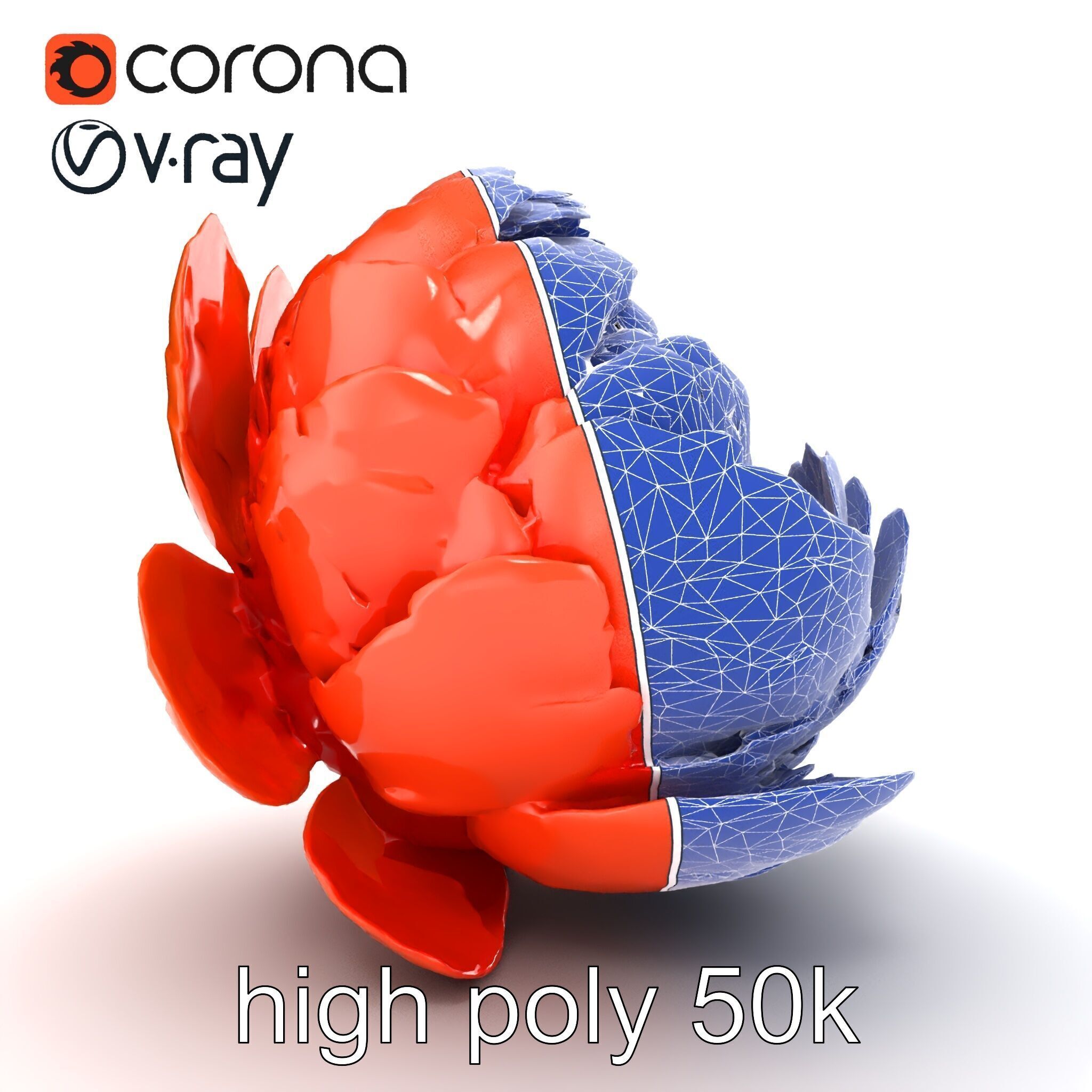 Coral Peony Soft Petals model pack Low-poly 3D model_20