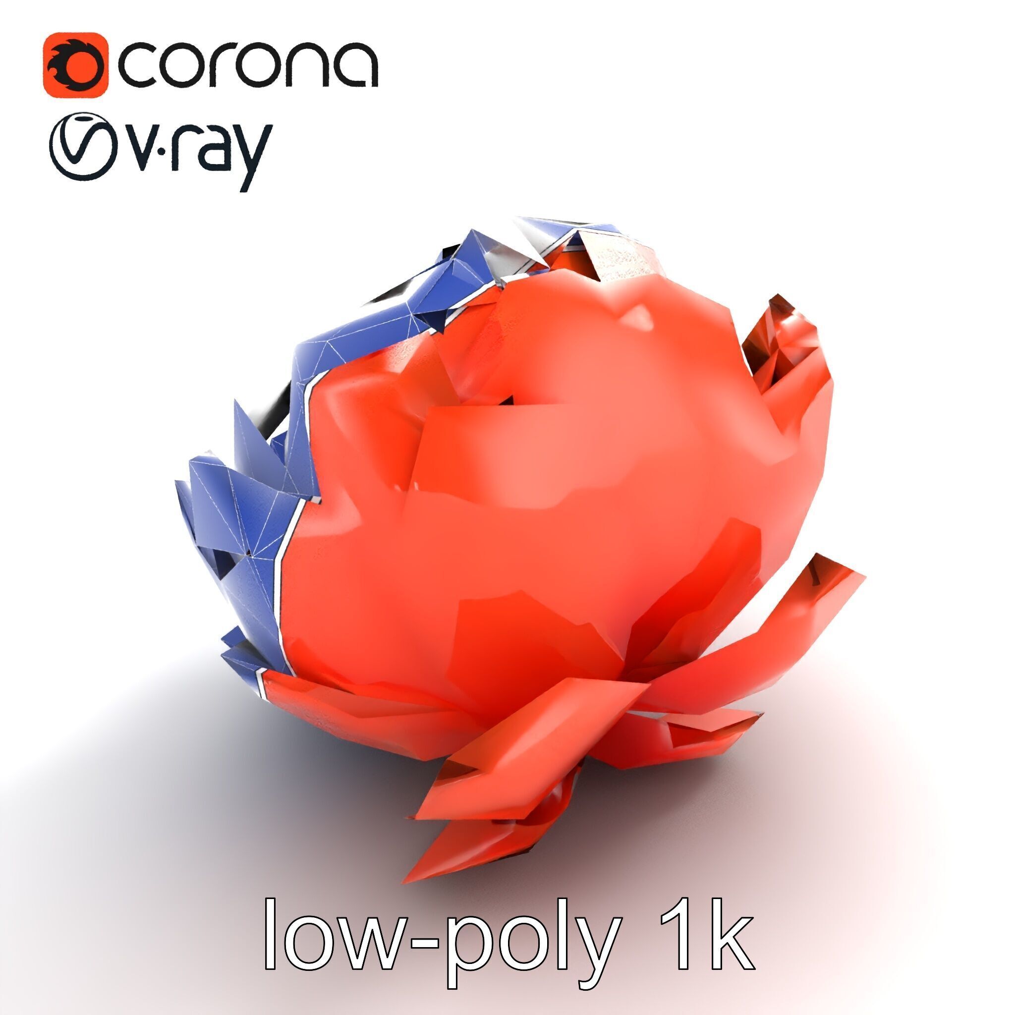 Coral Peony Soft Petals model pack Low-poly 3D model_11
