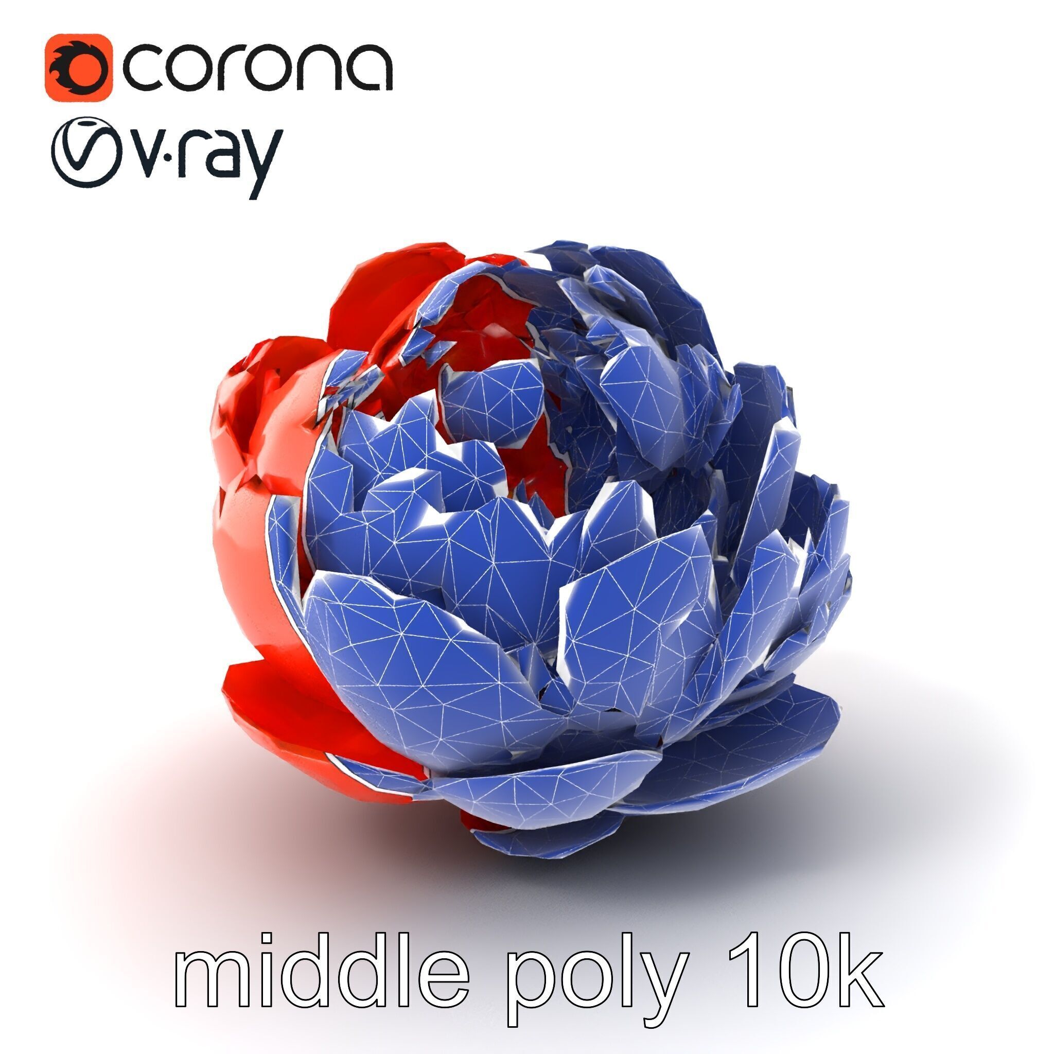 Coral Peony Soft Petals model pack Low-poly 3D model_5