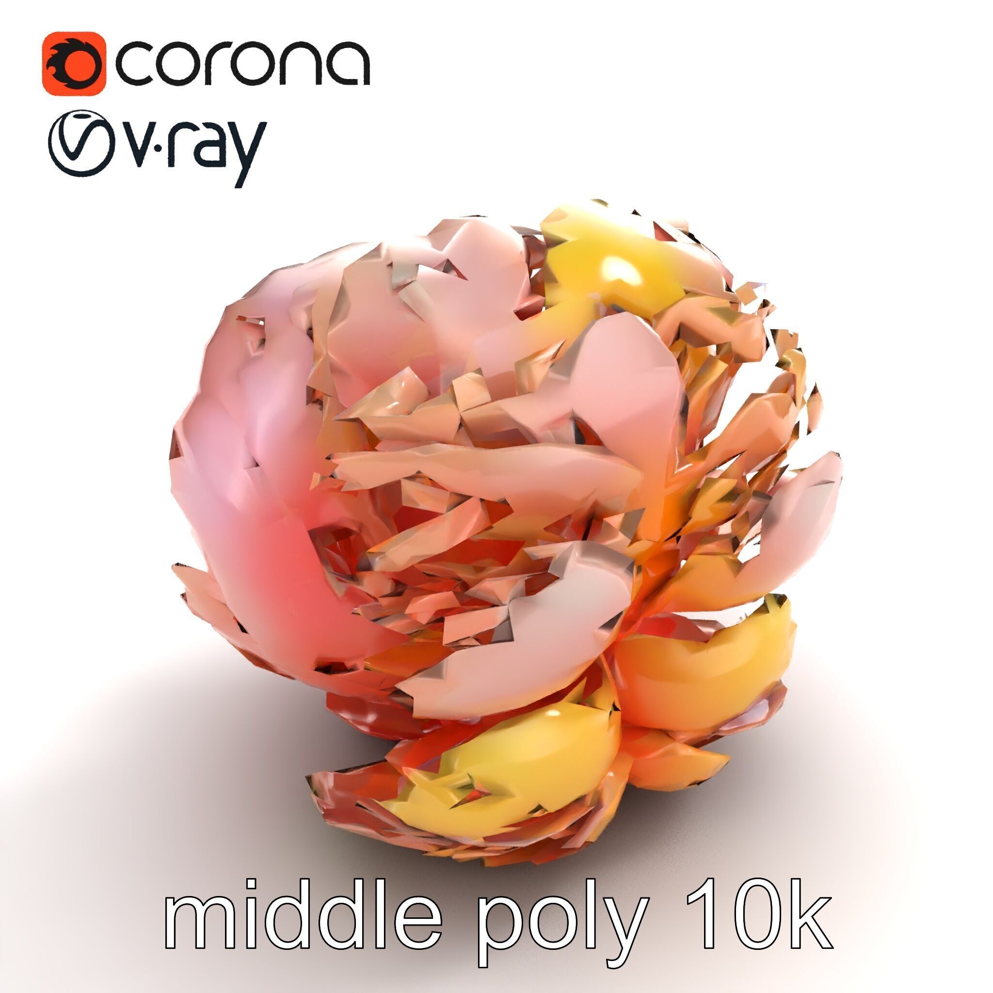 Peony Flower Detailed Realistic Bloom model pack Low-poly 3D model_7
