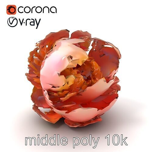 Peony Flower Detailed Realistic Bloom model pack Low-poly 3D model