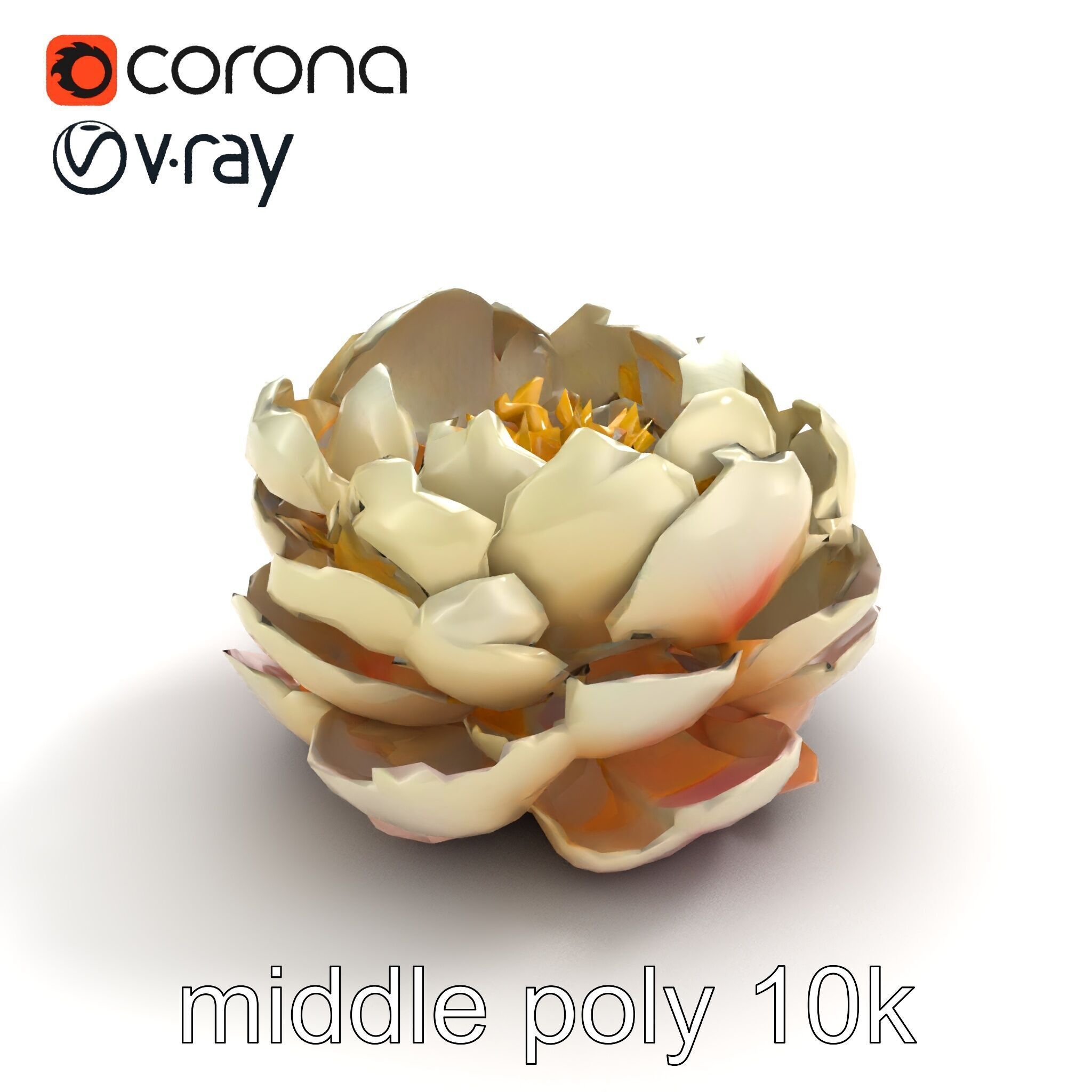 Peony Bloom Textured Model Pack Low-poly 3D model_8