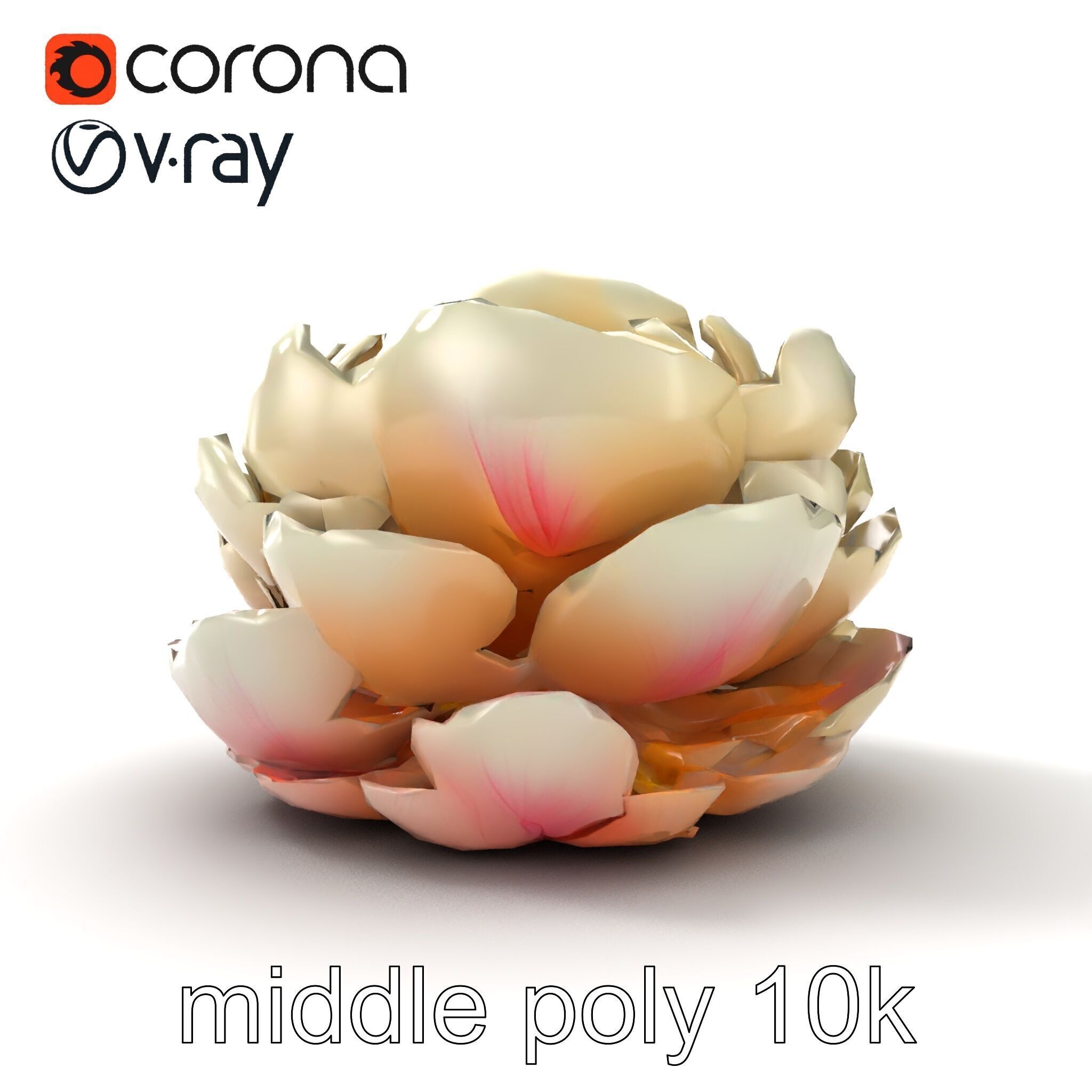 Peony Bloom Textured Model Pack Low-poly 3D model_12