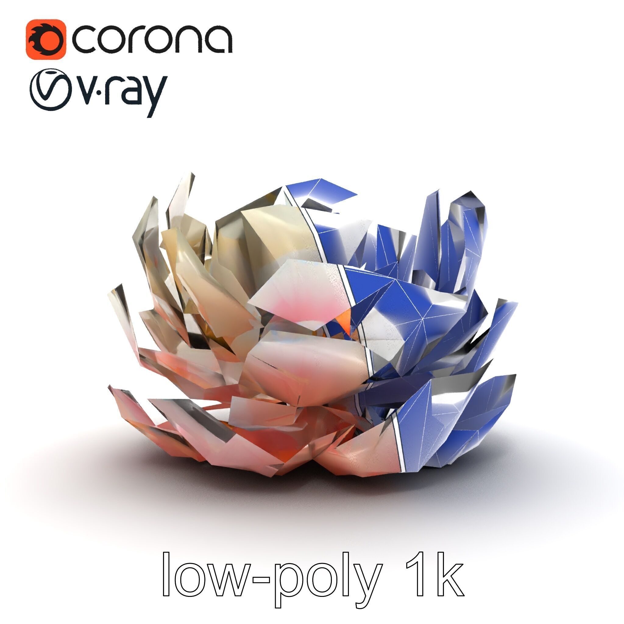 Peony Bloom Textured Model Pack Low-poly 3D model_15