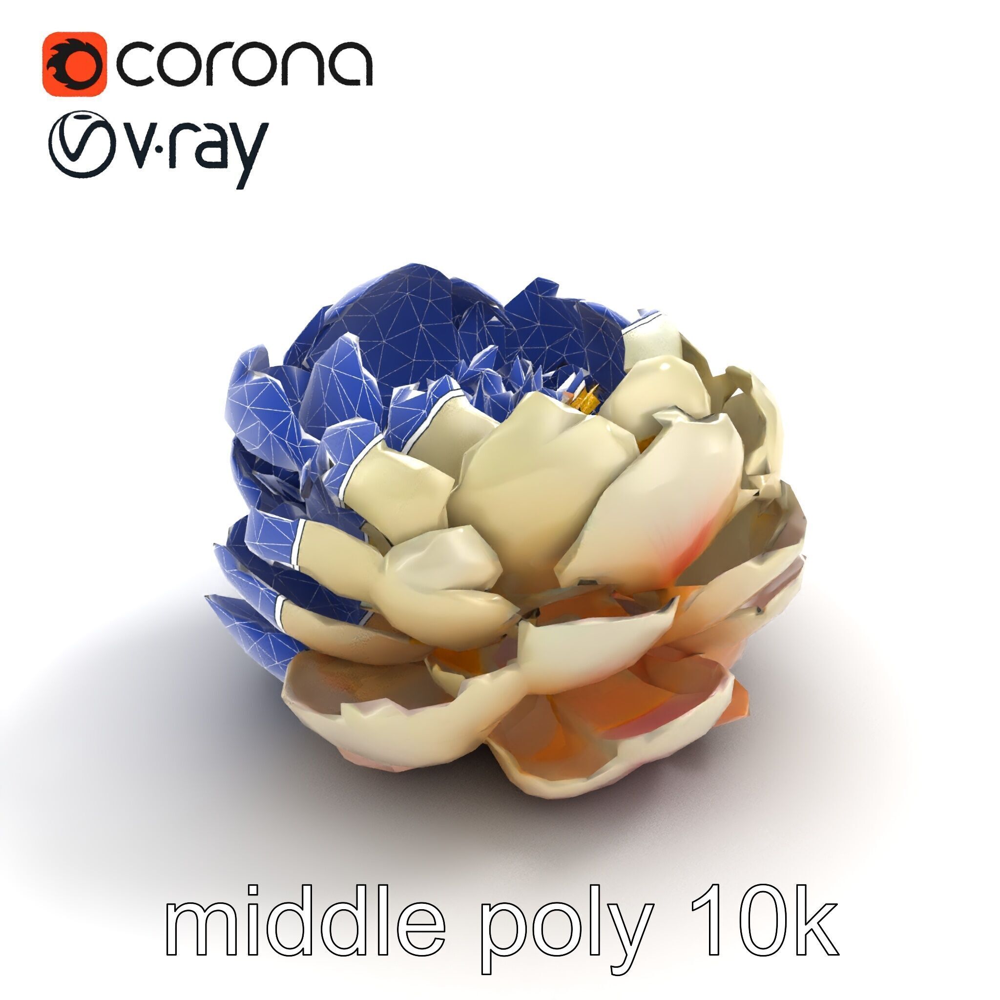 Peony Bloom Textured Model Pack Low-poly 3D model_14