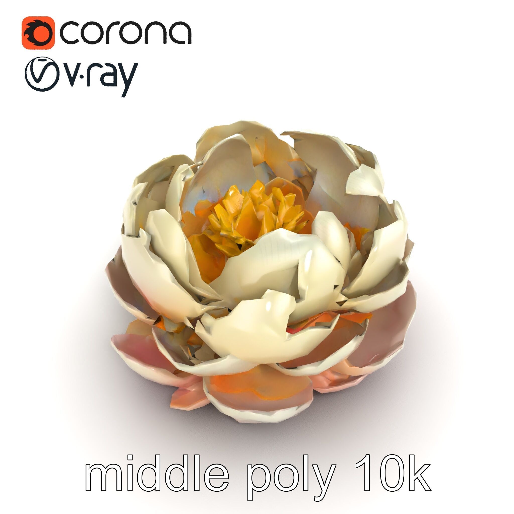 Peony Bloom Textured Model Pack Low-poly 3D model_11