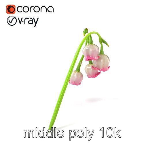 Bicolor Lily of the Valley model pack Low-poly 3D model