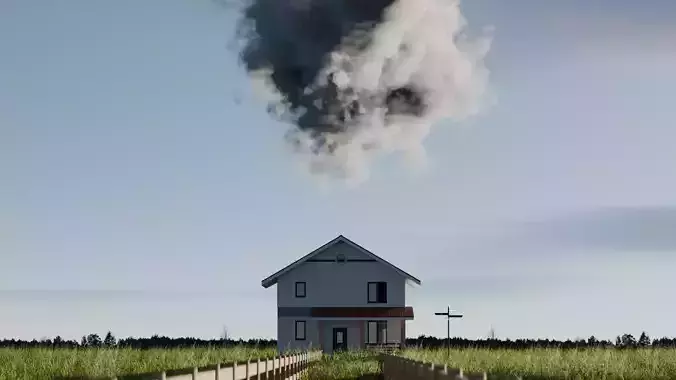 House on grassland 3D model