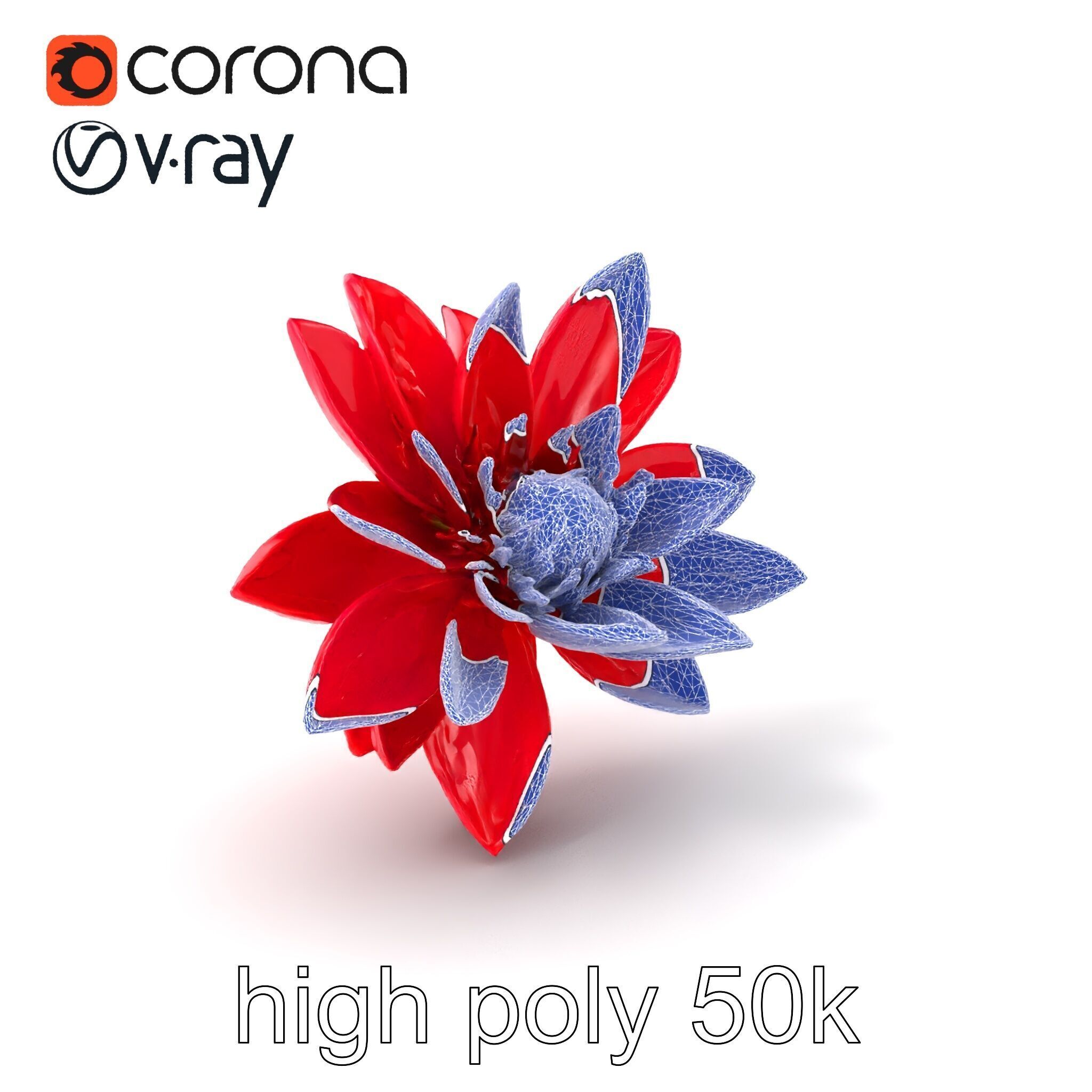 Red Water Lily Nymphaea Model Pack Low-poly 3D model_1