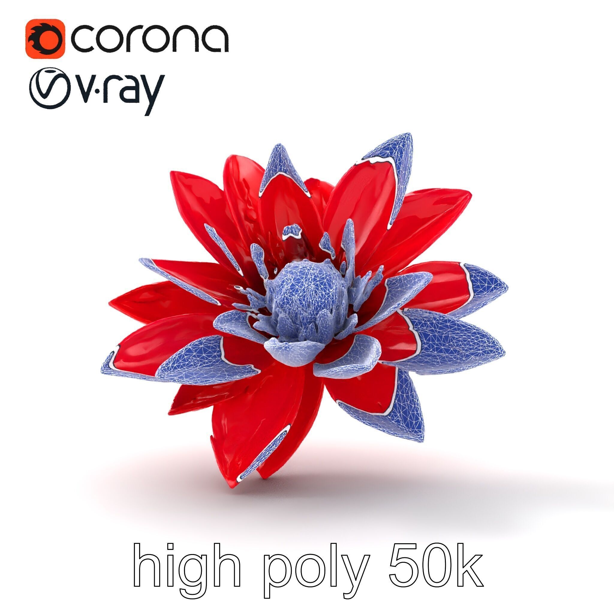Red Water Lily Nymphaea Model Pack Low-poly 3D model_30