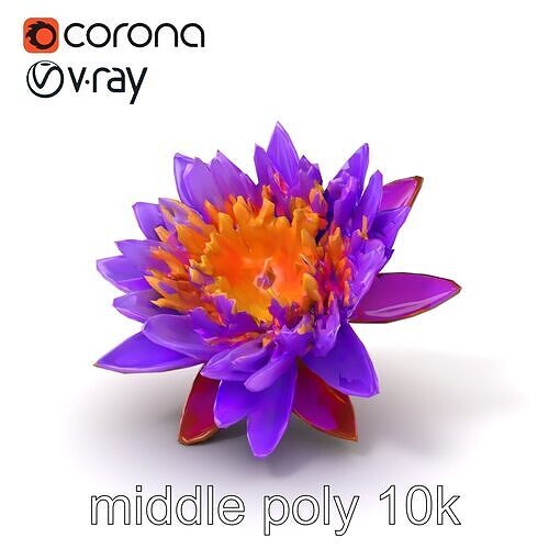 Violet Water Lily Nymphaea Violacea model pack Low-poly 3D model