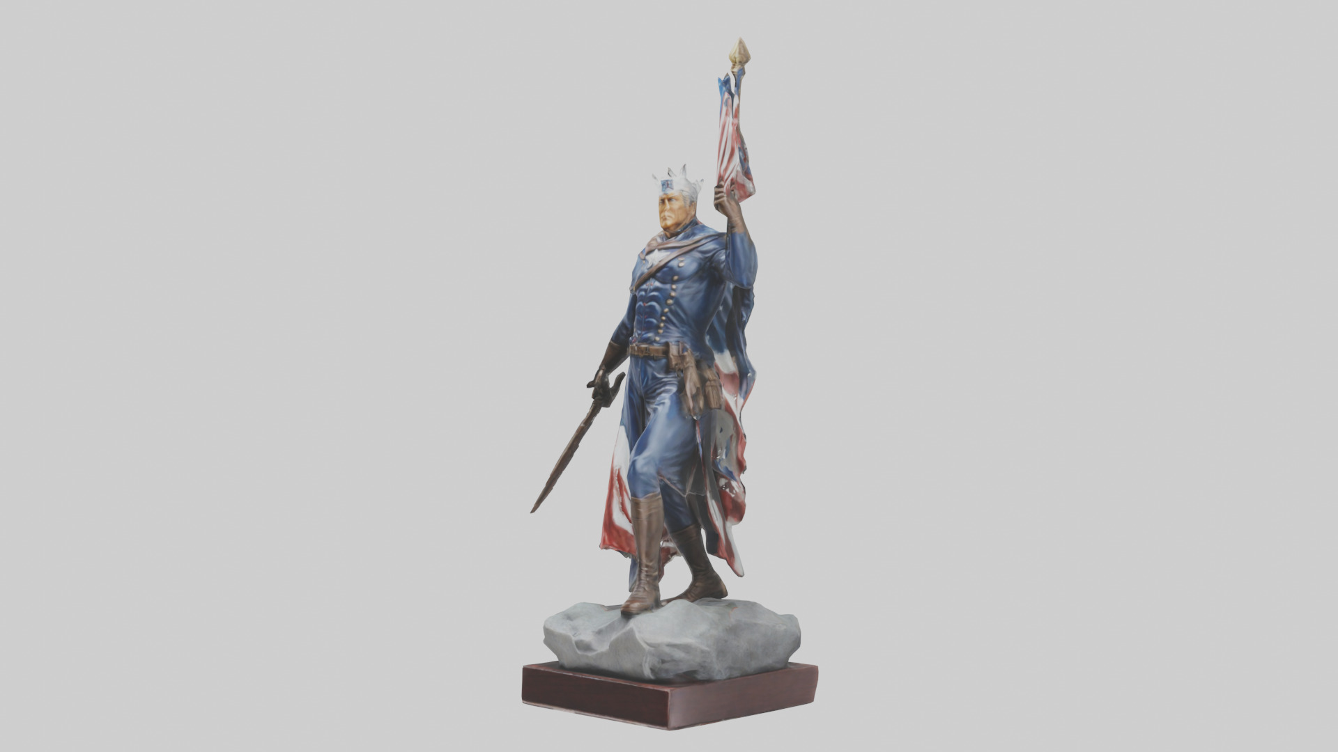 Patriot Hero Statue model 2 Low-poly 3D model_8
