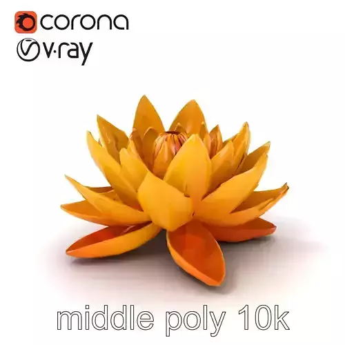 Gold-Tinted Yellow Water Lily Flower model pack