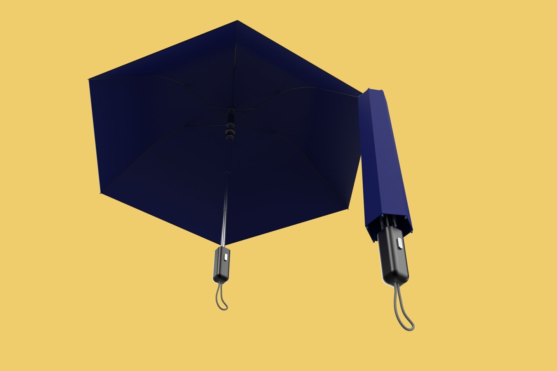 FOLDED OPEN CLOSED UMBRELLA AUTO FOLDABLE FOLDING COMPACT CLOSE 3D model_11