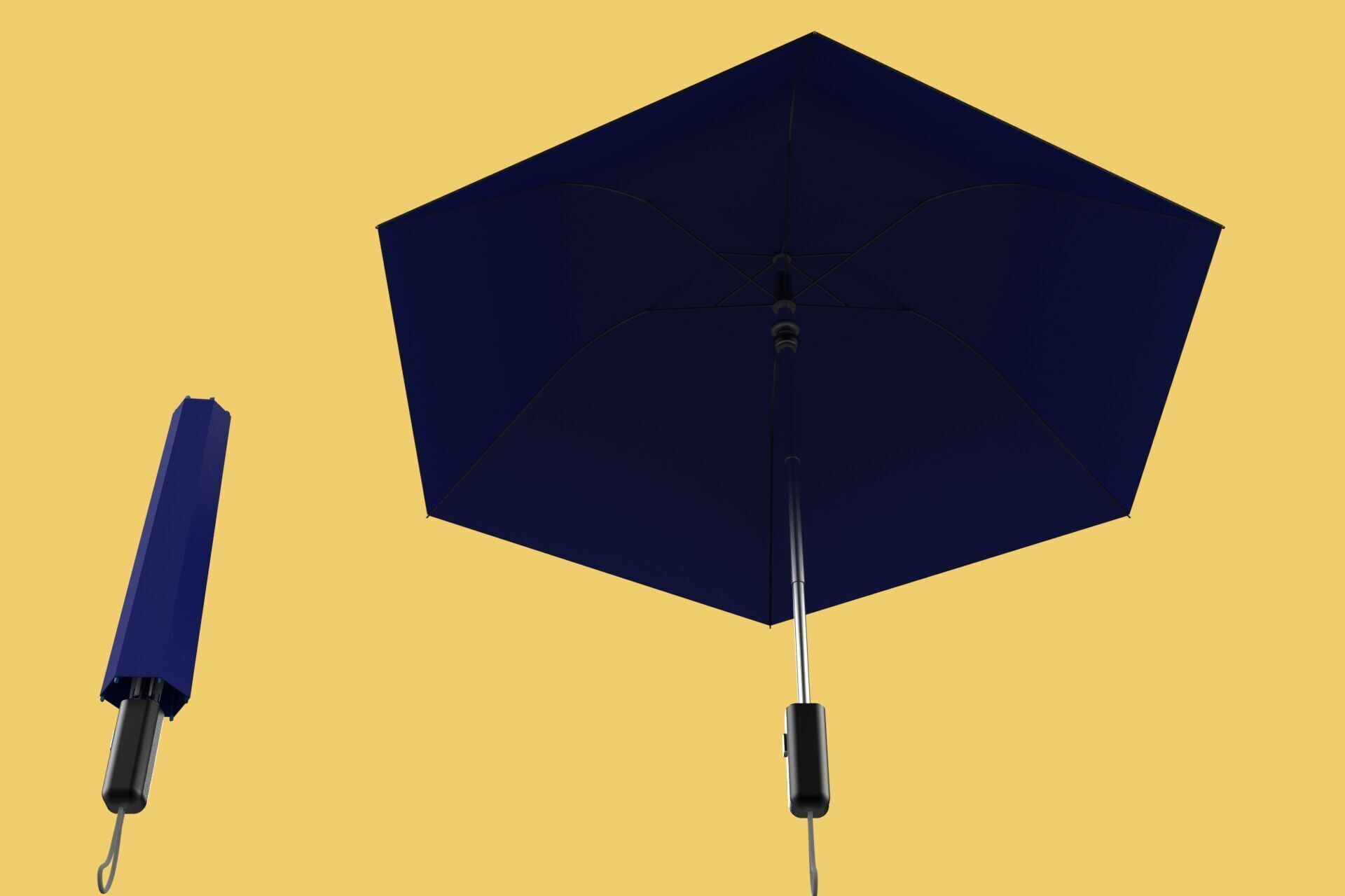 FOLDED OPEN CLOSED UMBRELLA AUTO FOLDABLE FOLDING COMPACT CLOSE 3D model_23